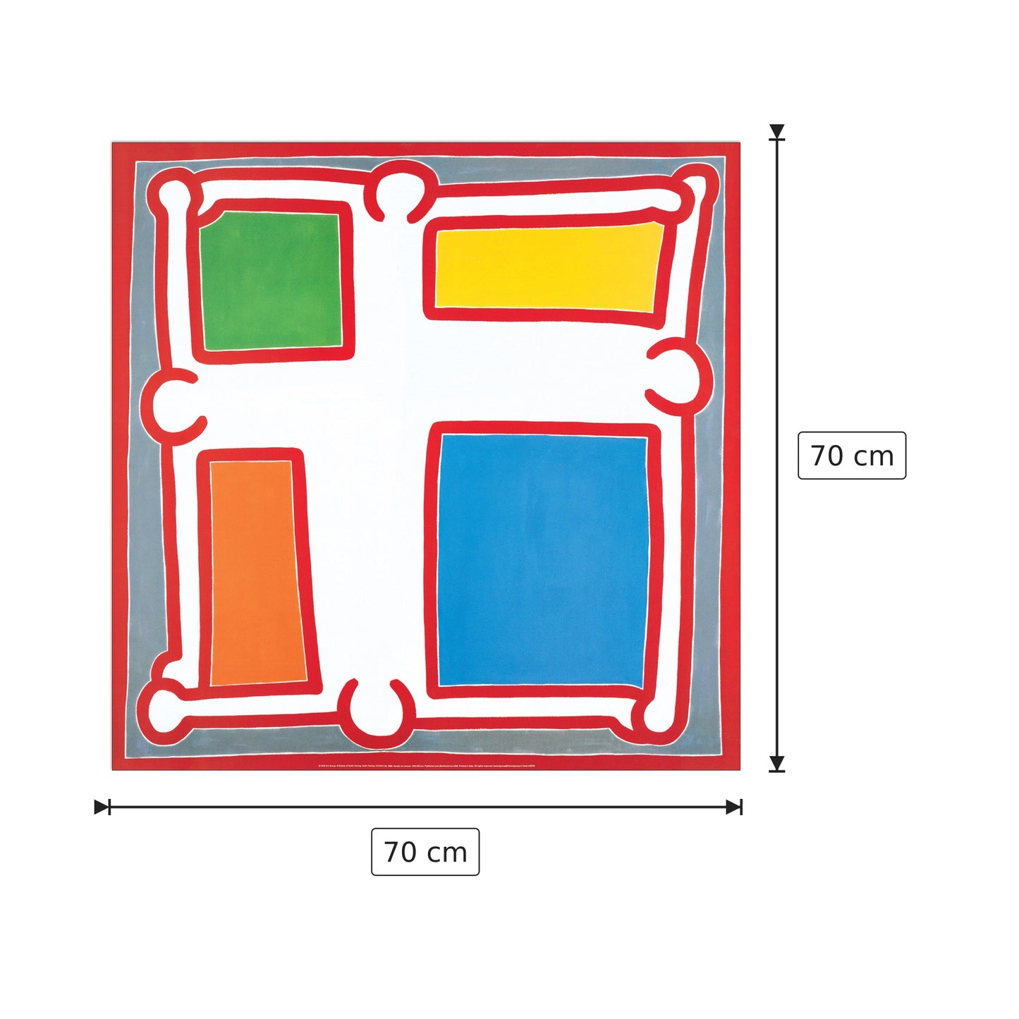 Untitled #6 1988 - HARING - cm 70x70 - Pannello in MDF