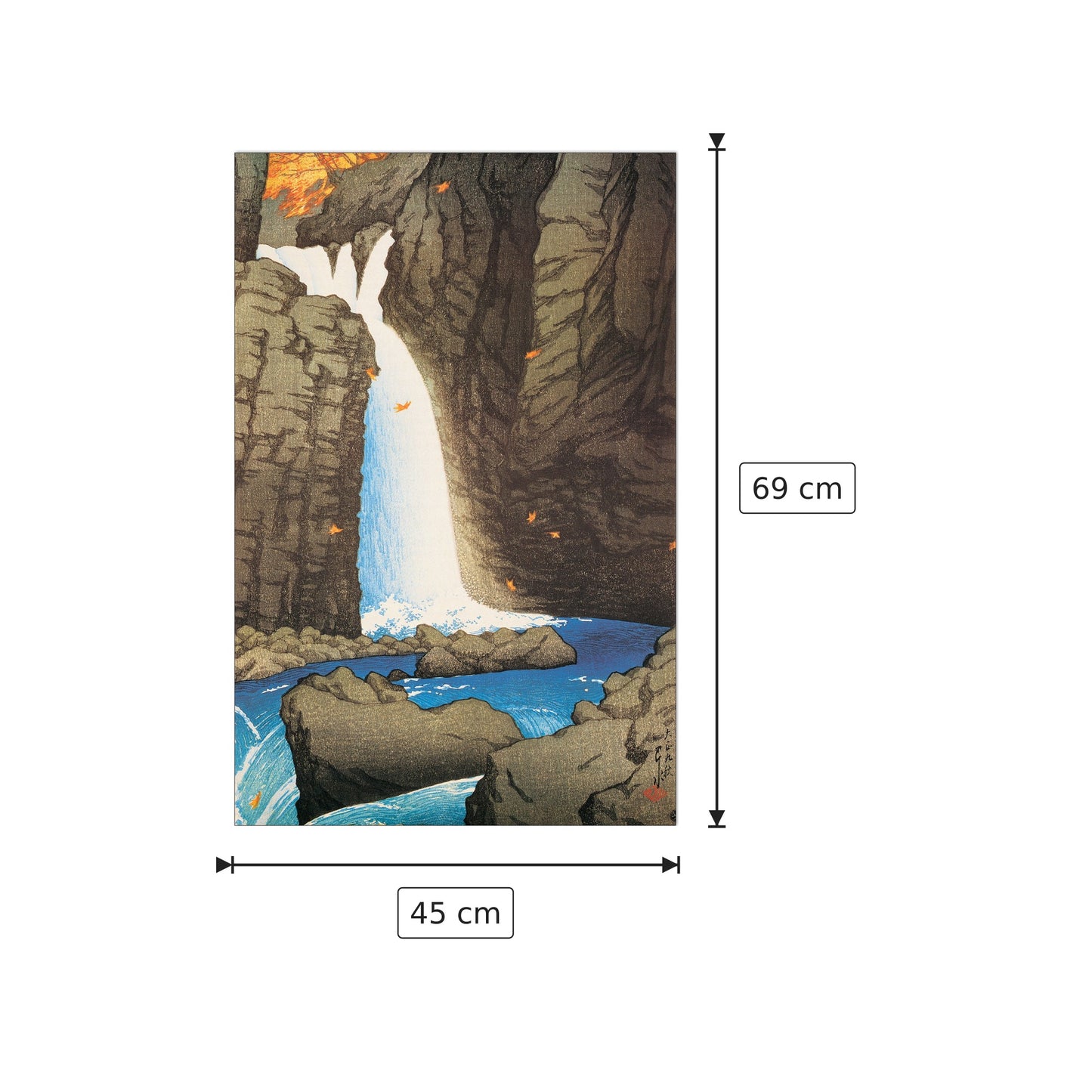 Yuki Falls At Shiobara - HASUI - cm 45x69 - Pannello in MDF
