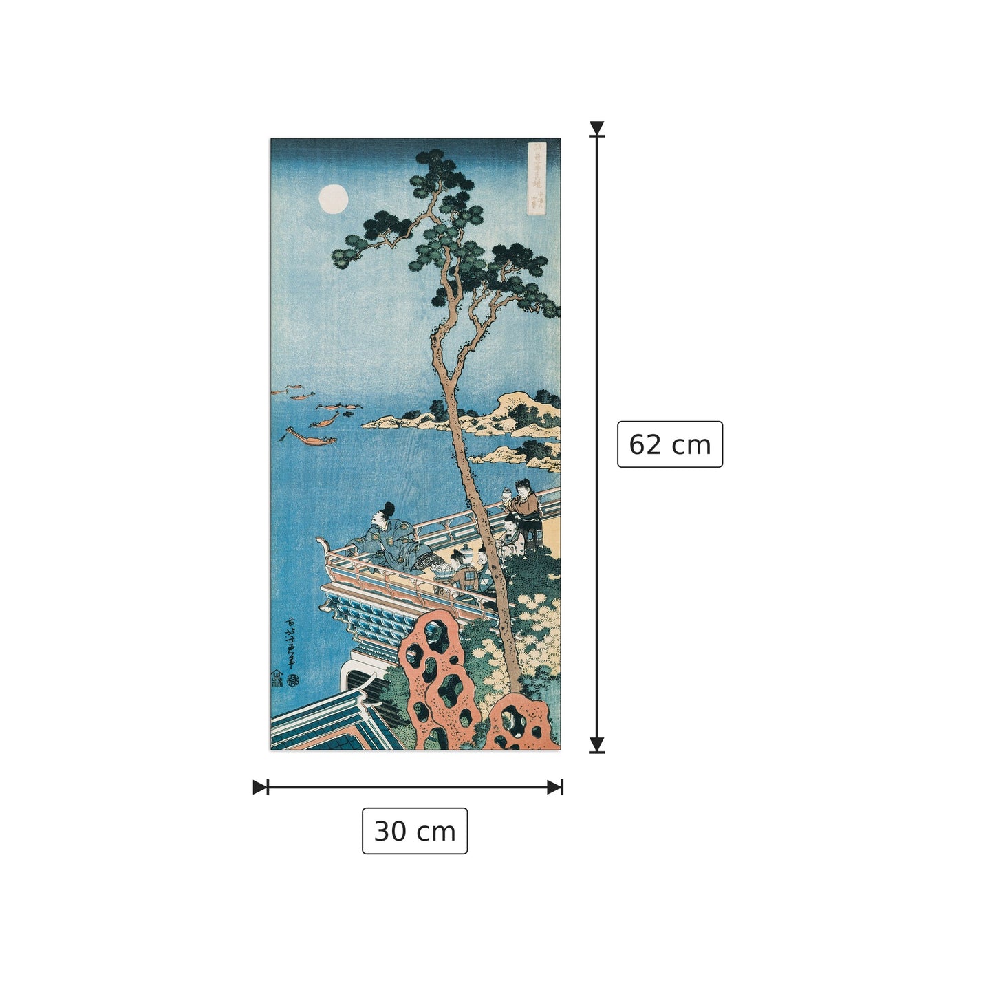 Il Poeta - Abe No Nakanaro 1833-34 - HOKUSAI - cm 30x62 - Pannello in MDF