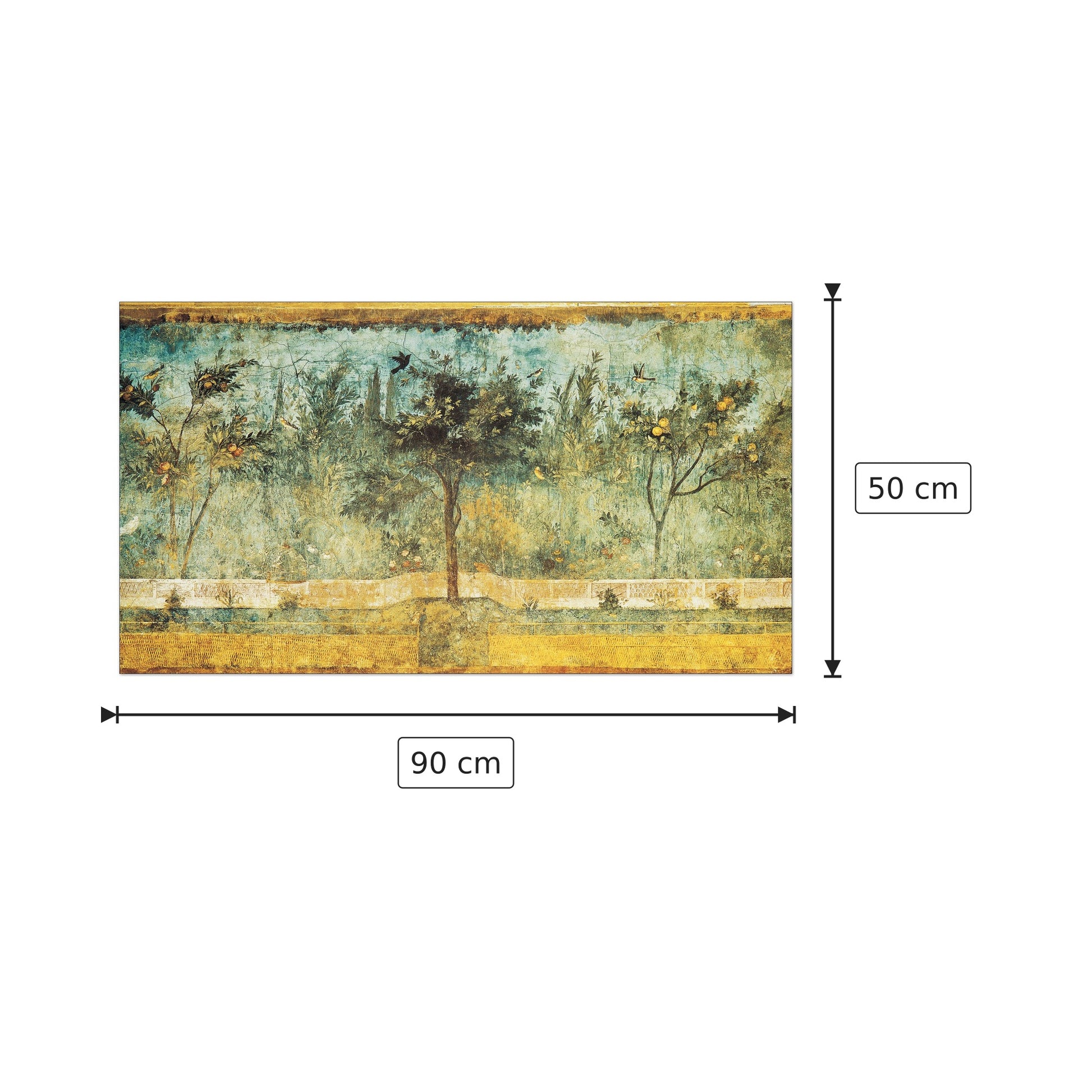 Affresco Con Giardino - POMPEI - cm 90x50 - Pannello in MDF