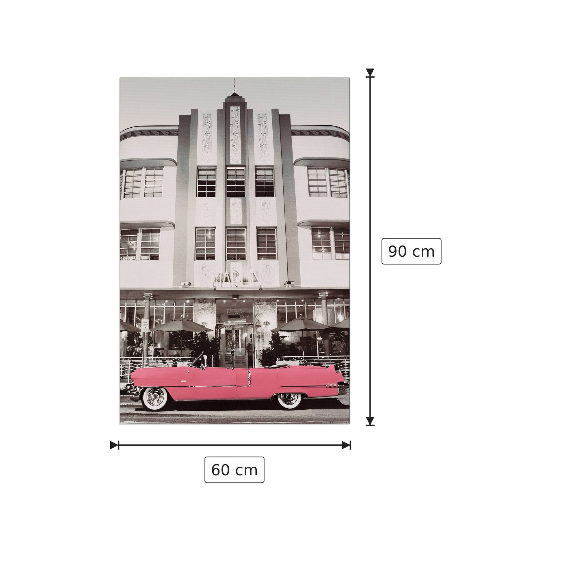 Pink Cadillac - CADILLAC - cm 60x90 - Pannello in MDF