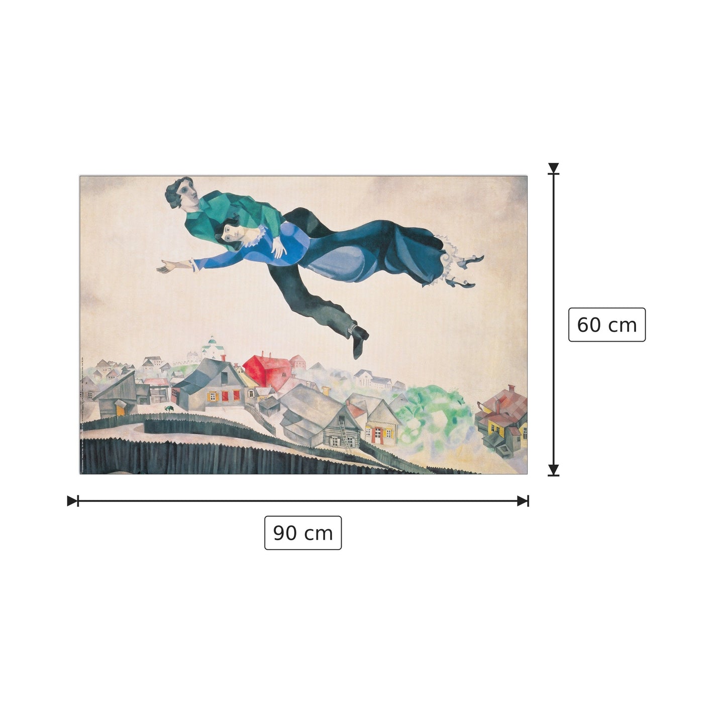 Sulla Città - CHAGALL - cm 90x60 - Pannello in MDF
