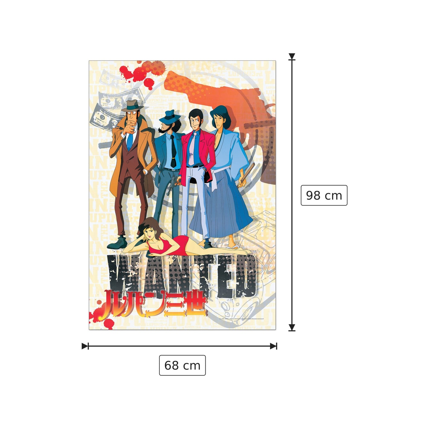 Lupin III - MONKEY PUNCH - cm 68x98 - Pannello in MDF