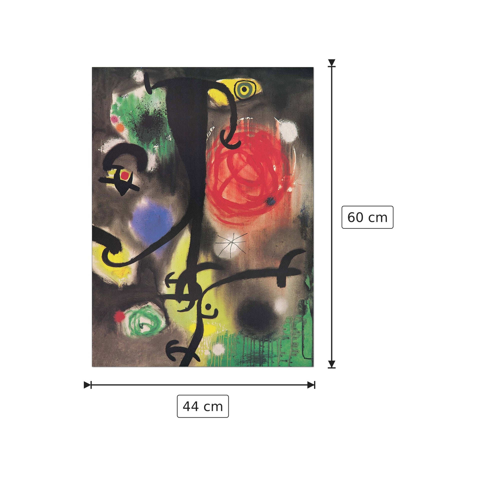 Woman And Birds At Night - MIRÒ - cm 44x60 - Pannello in MDF
