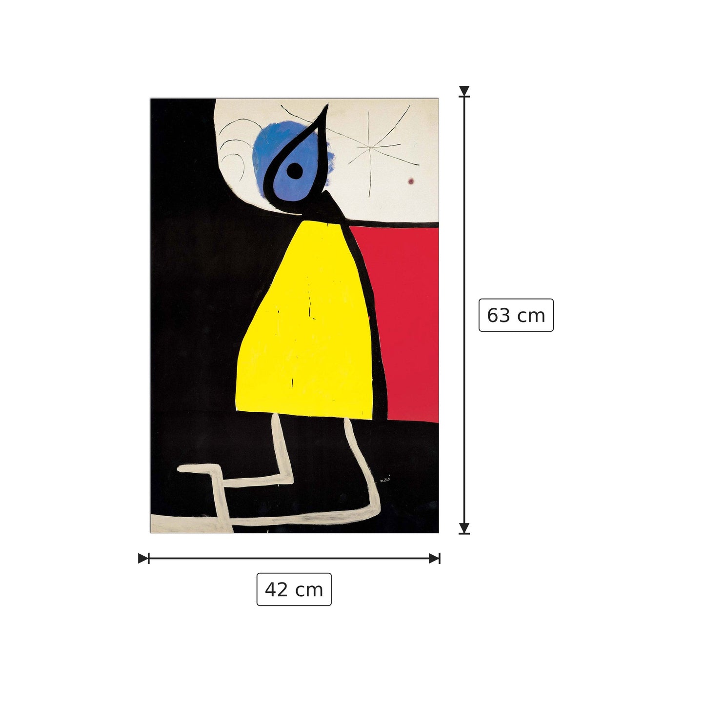 Woman At Night 1973 - MIRÒ - cm 42x63 - Pannello in MDF