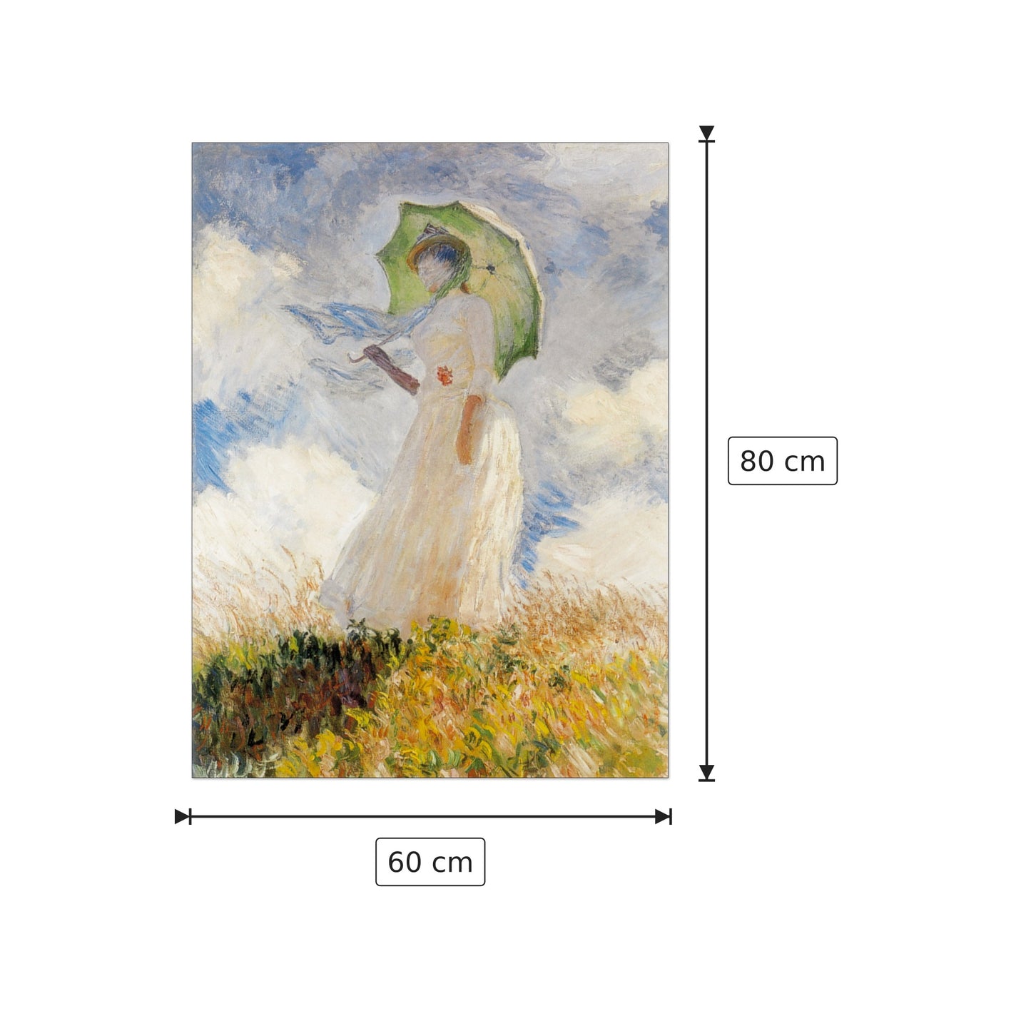 Lady With Umbrella - MONET - cm 60x80 - Pannello in MDF