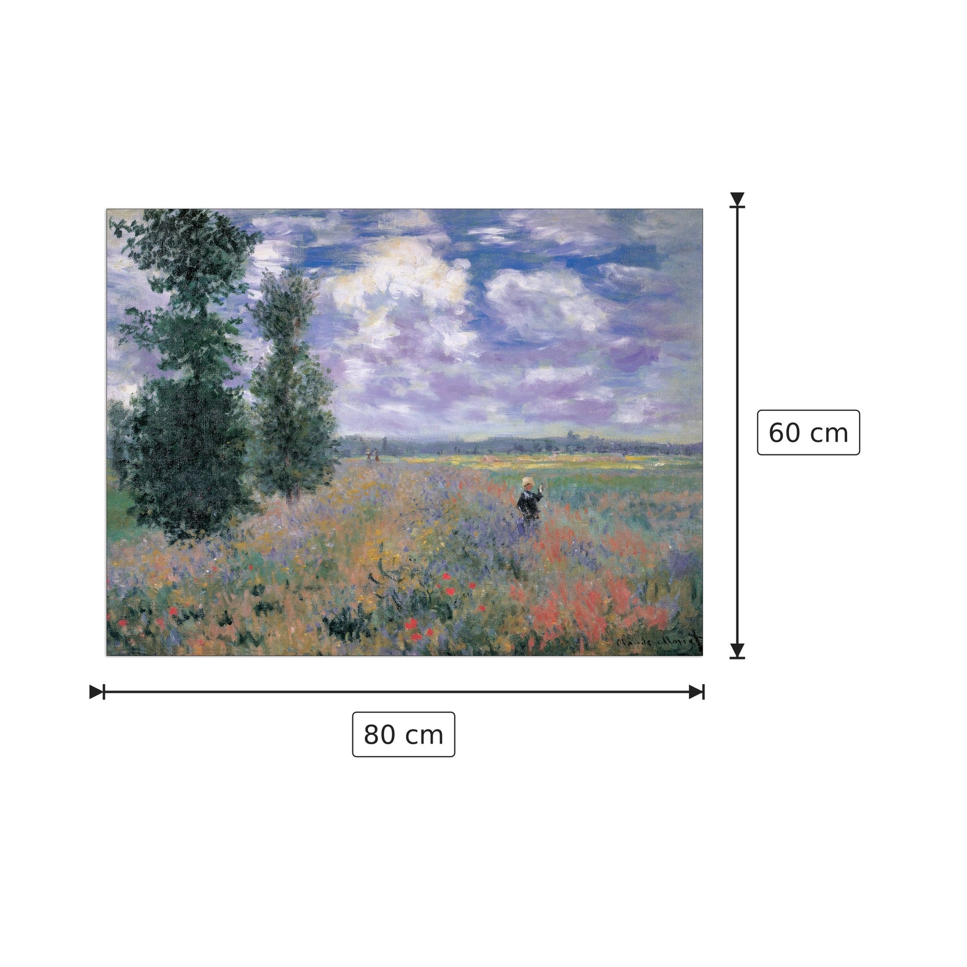 Les Coquelicots Environs d'Argenteuil - MONET - cm 80x60 - Pannello in MDF