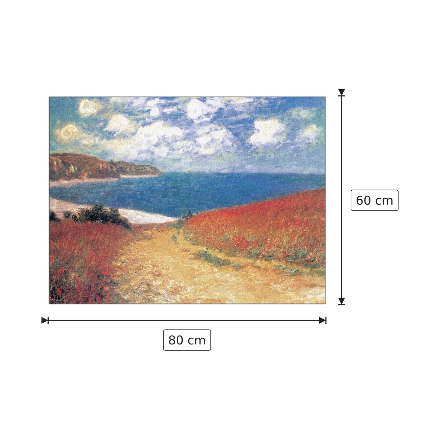 Meadow Road To Pourville - MONET - cm 80x60 - Pannello in MDF