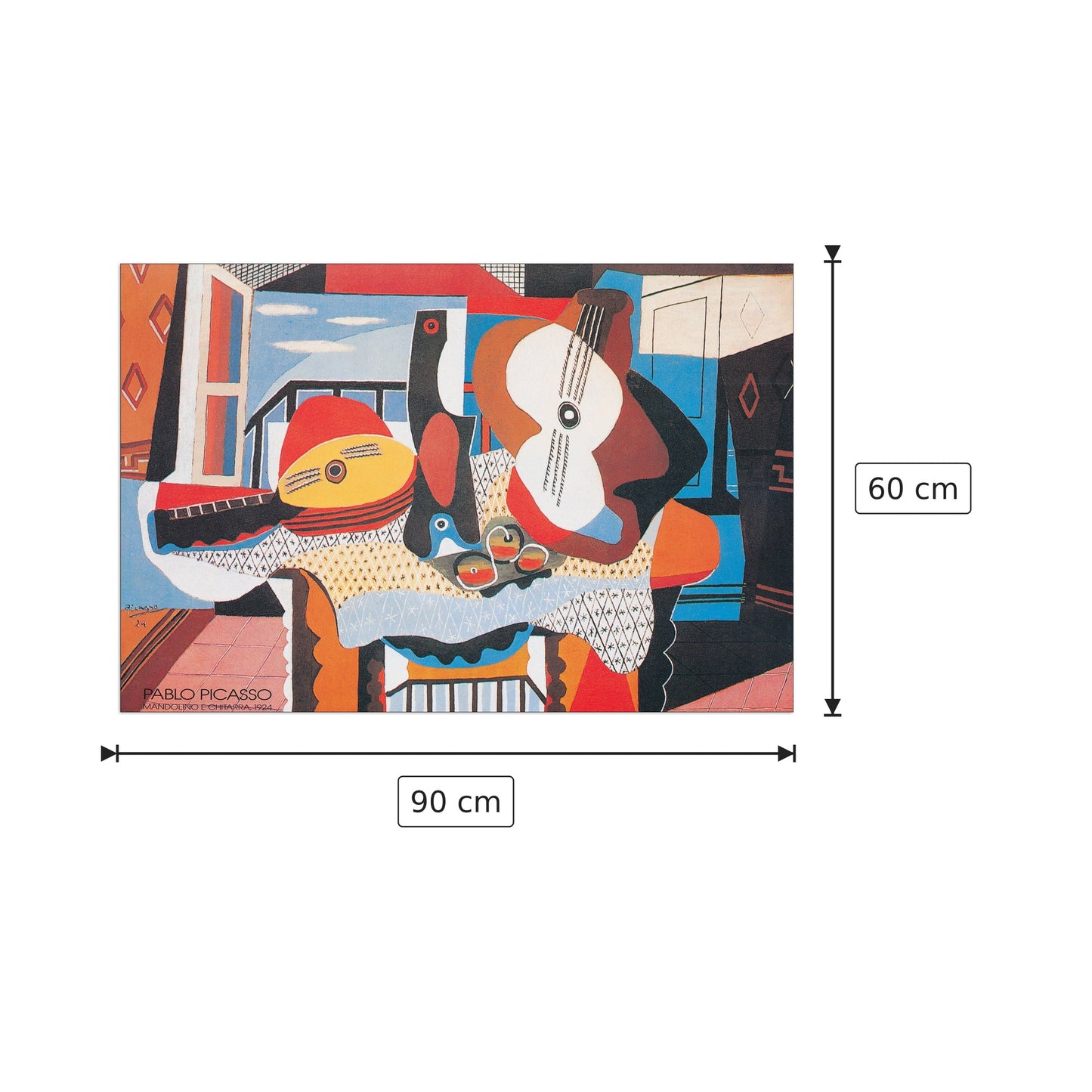 Mandolino E Chitarra, 1924 - PICASSO - cm 90x60 - Pannello in MDF