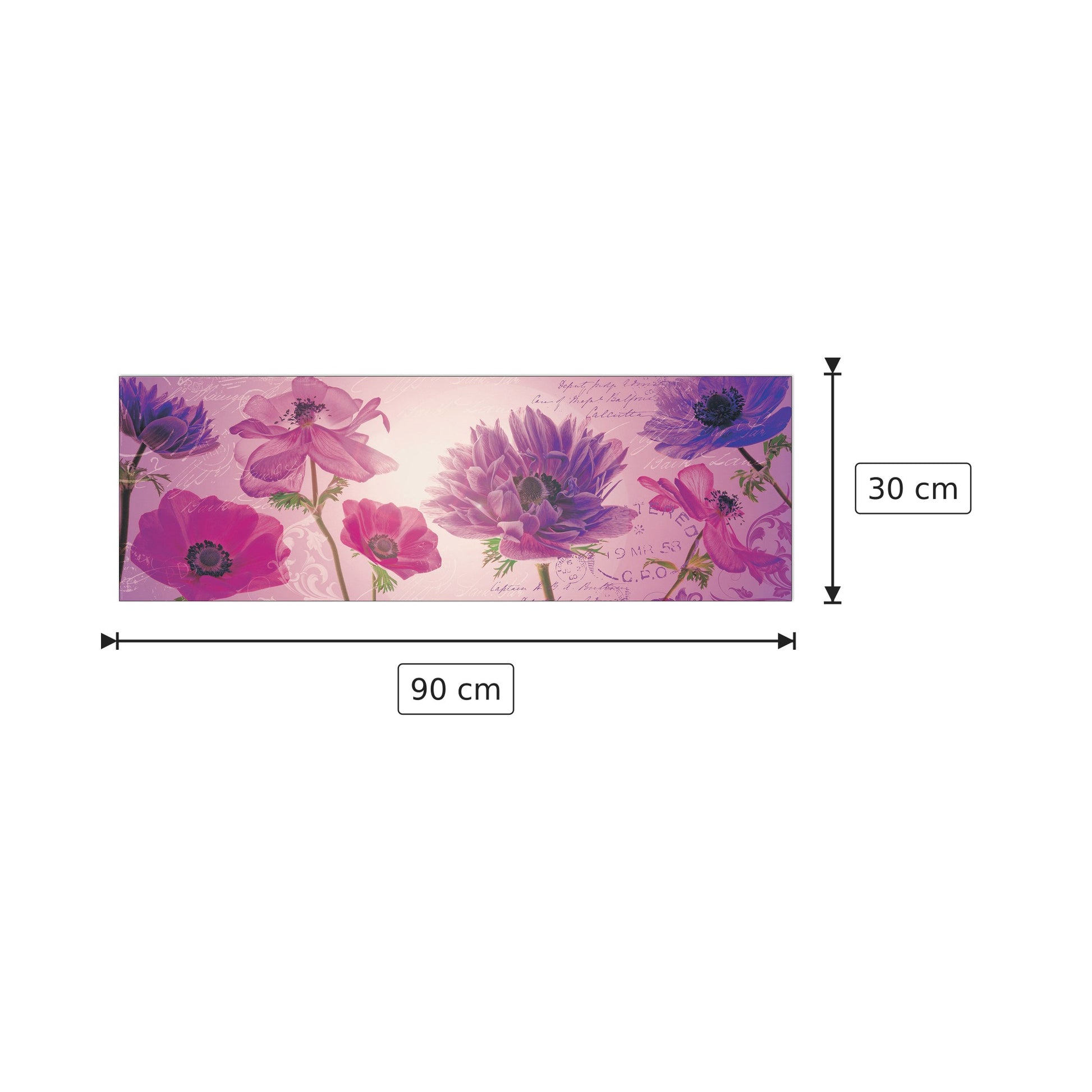 Flowers In Purple - ANONYMOUS - cm 90x30 - Pannello in MDF