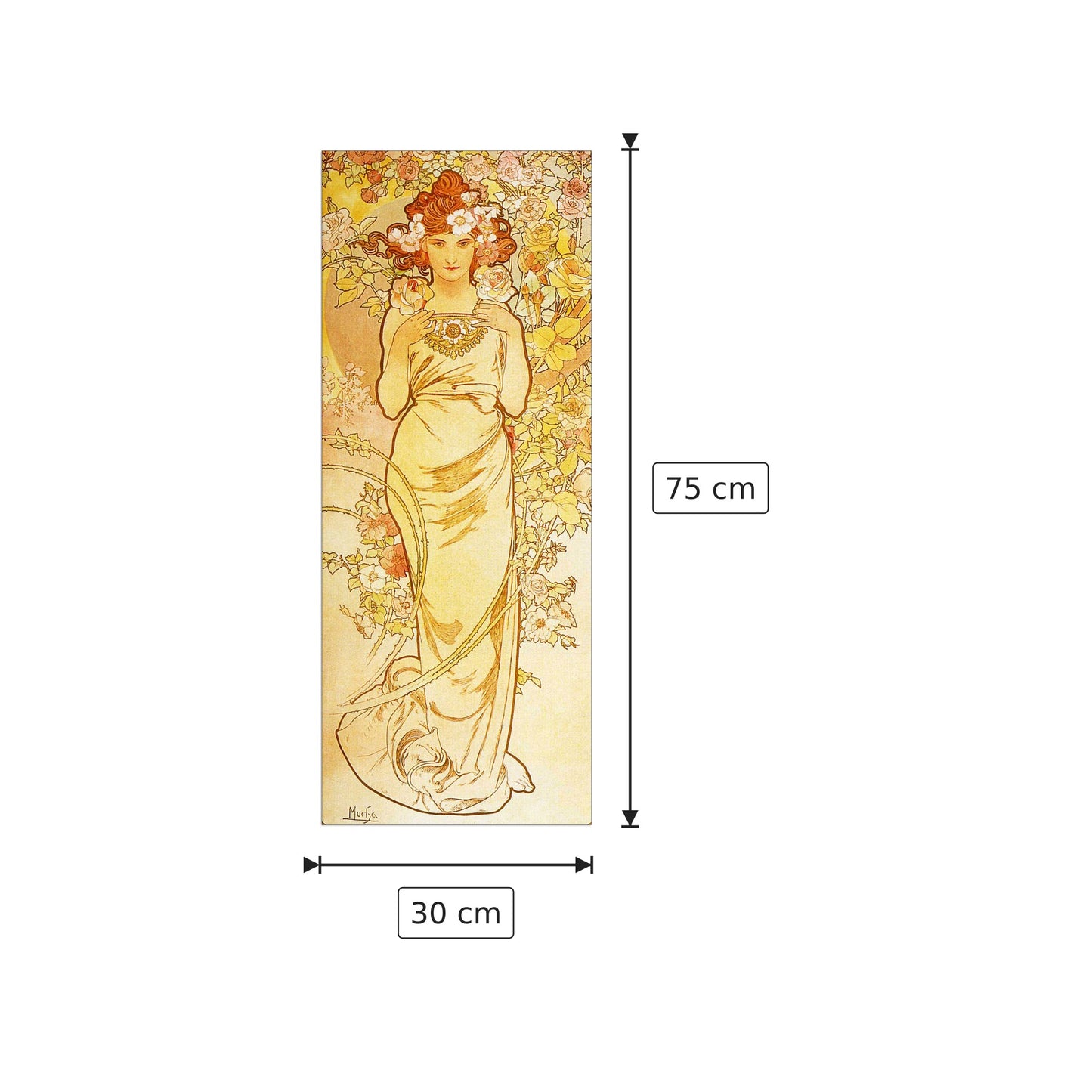 Rose - MUCHA - cm 30x75 - Pannello in MDF