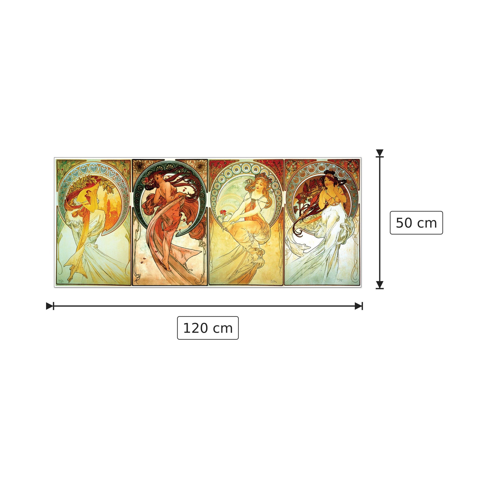 Poetry, dance, painting, music - Mucha - cm 120x50 - Pannello in MDF