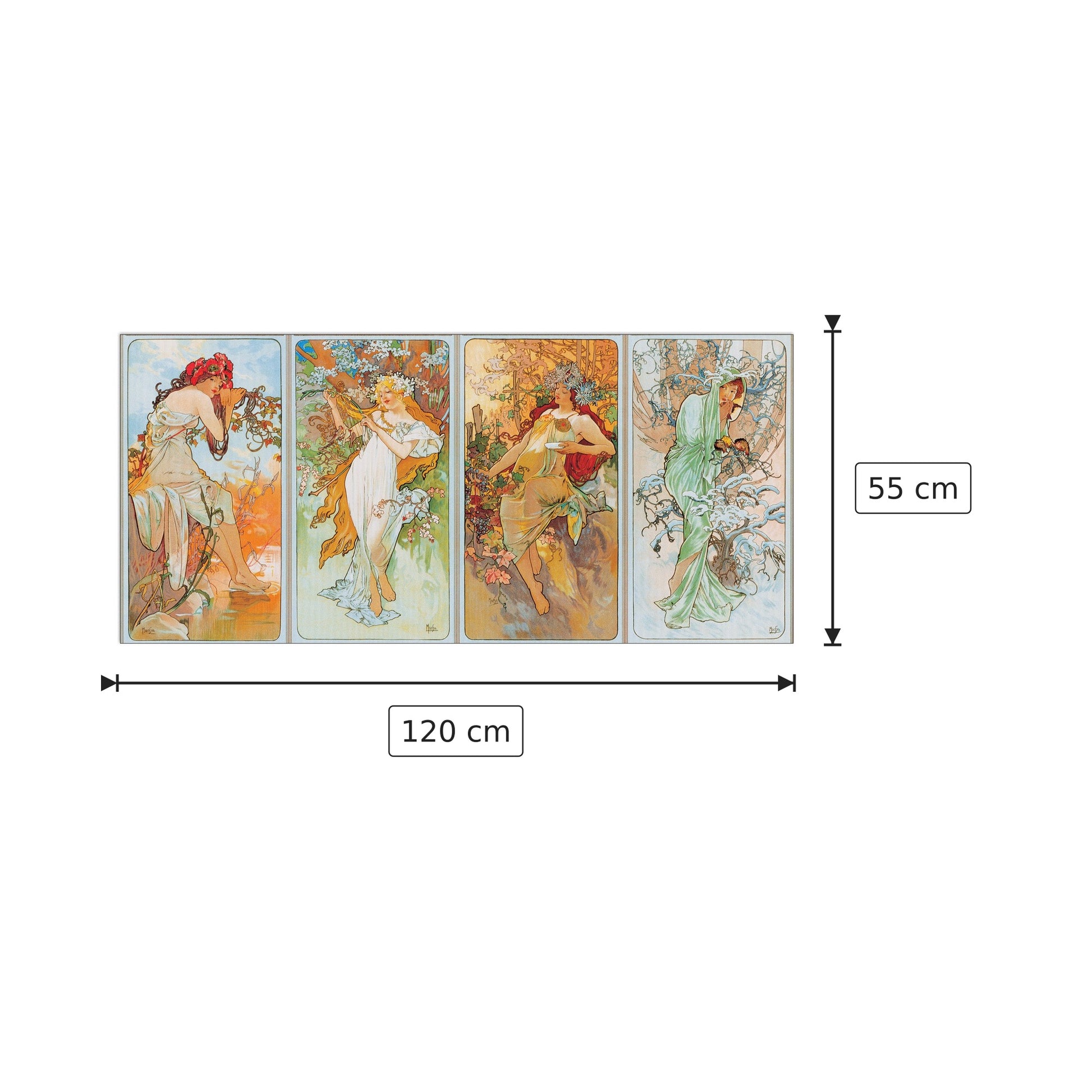 Four seasons - Mucha - cm 120x55 - Pannello in MDF