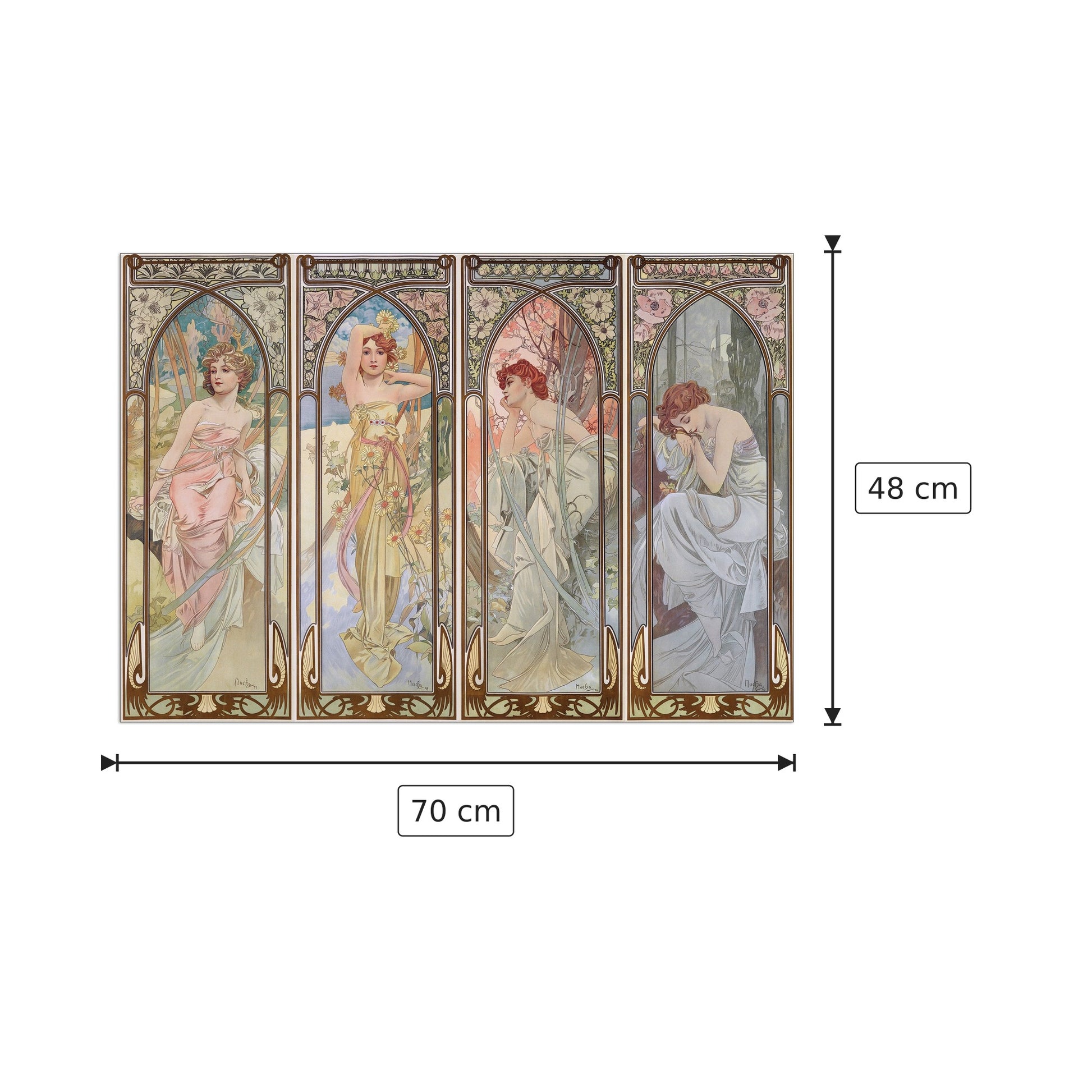 Time of the day - Mucha - cm 70x48 - Pannello in MDF