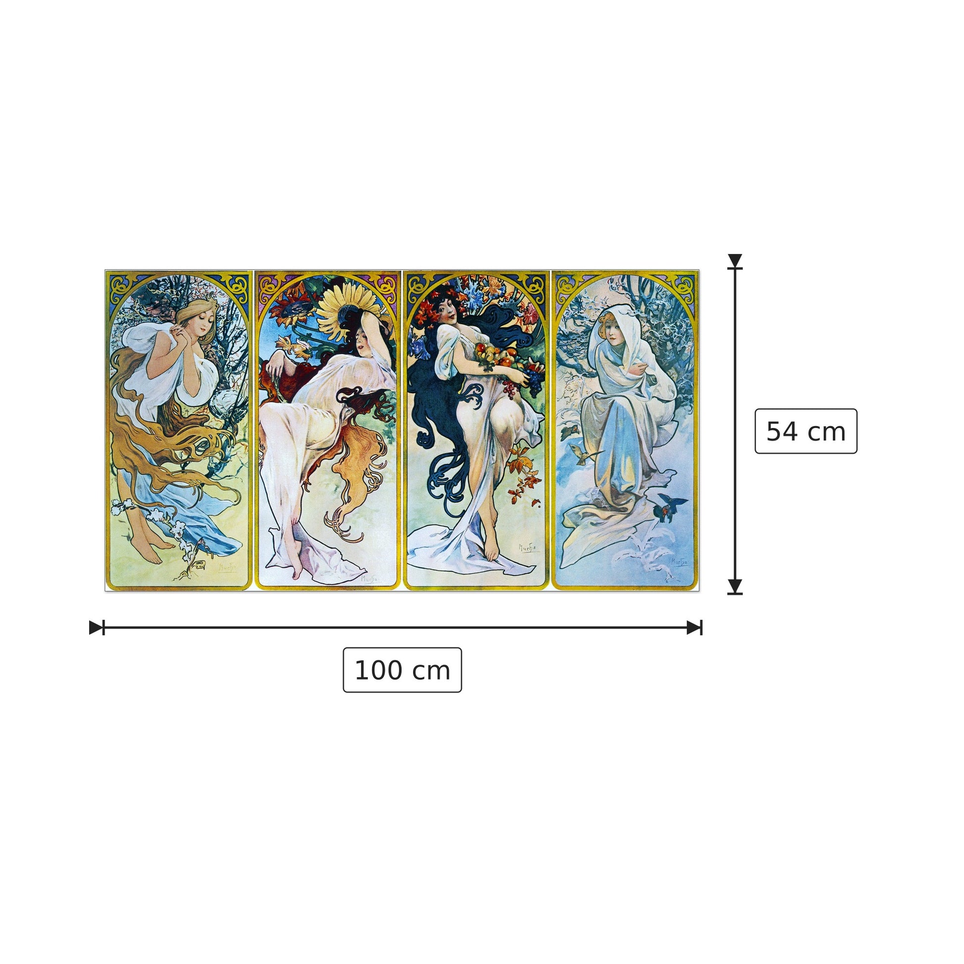 Les saisons 1897 - Mucha - cm 100x54 - Pannello in MDF