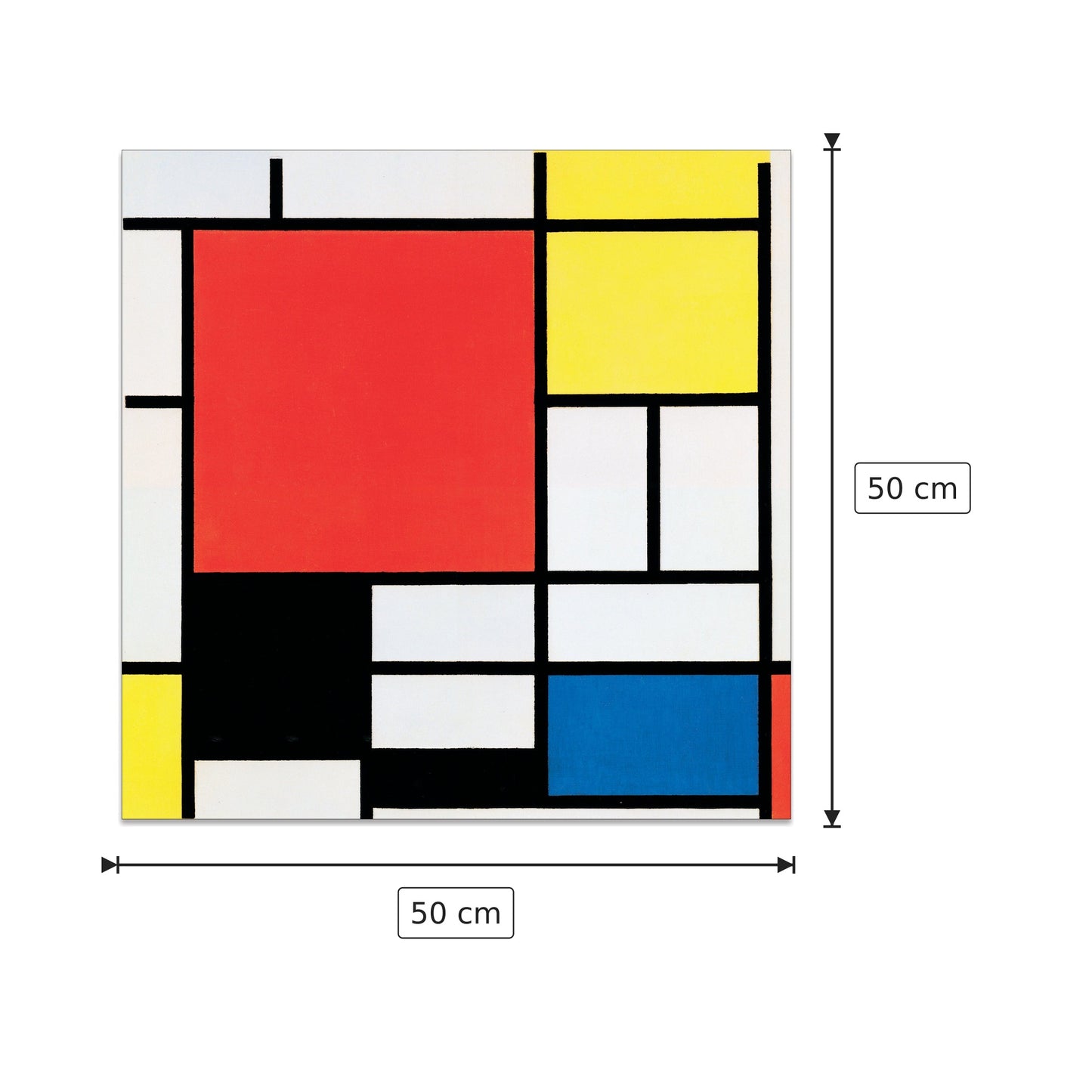 Komposition mit rot,gelb, blau und schwarz - Mondrian - cm 50x50 - Pannello in MDF