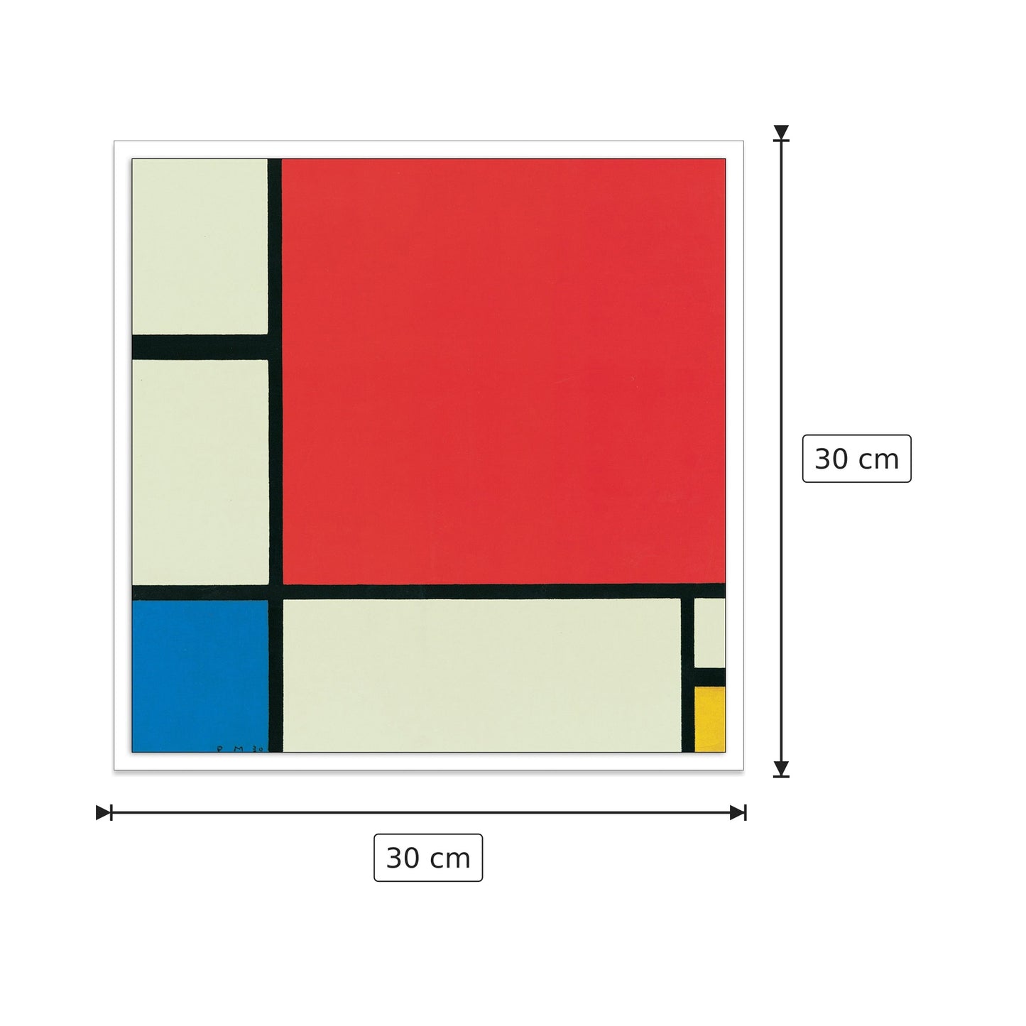 Composizione In Rosso, Blu E Giallo - MONDRIAN - cm 30x30 - Pannello in MDF