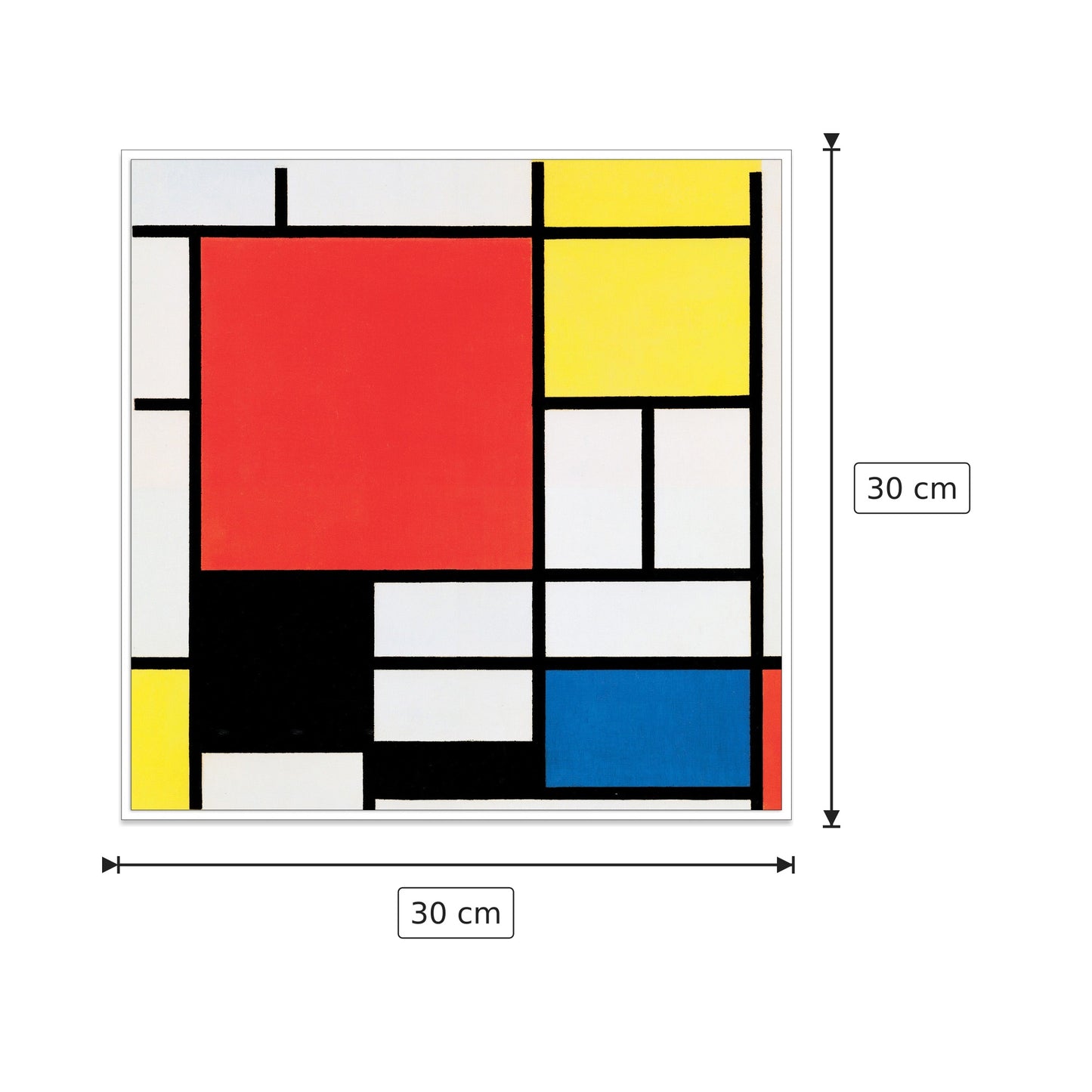 Komposition mit rot,gelb, blau und schwarz - Mondrian - cm 30x30 - Pannello in MDF
