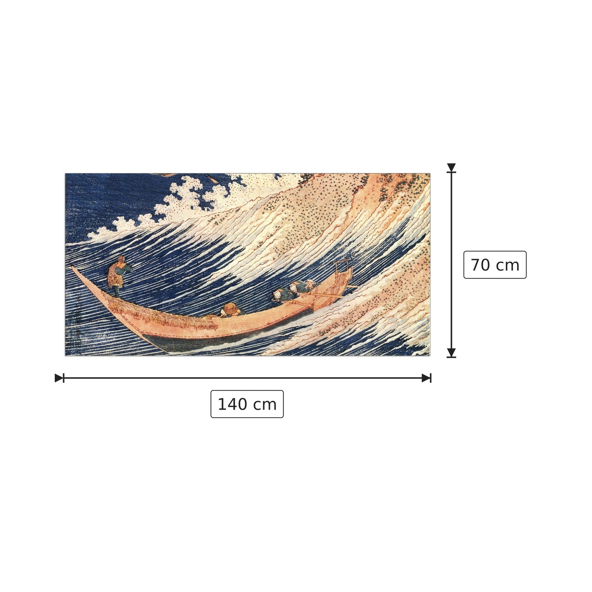 A Wild Sea at Choshi - Hokusai Katsushika - cm 140x70 - Pannello in MDF