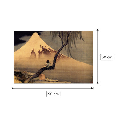 Boy in front of Fujiama - Hokusai Katsushika - cm 90x60 - Pannello in MDF