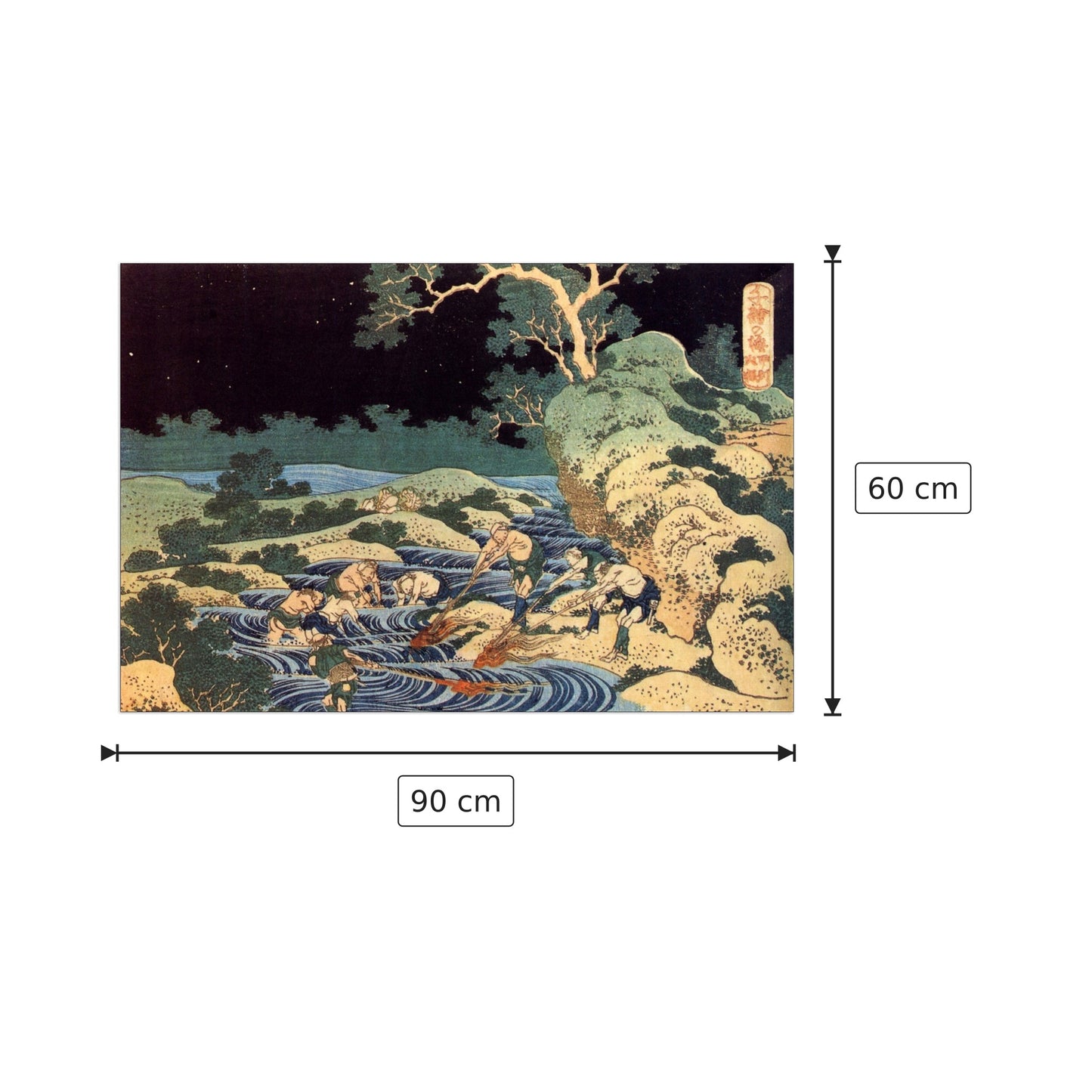 Fishing with torches - Hokusai Katsushika - cm 90x60 - Pannello in MDF