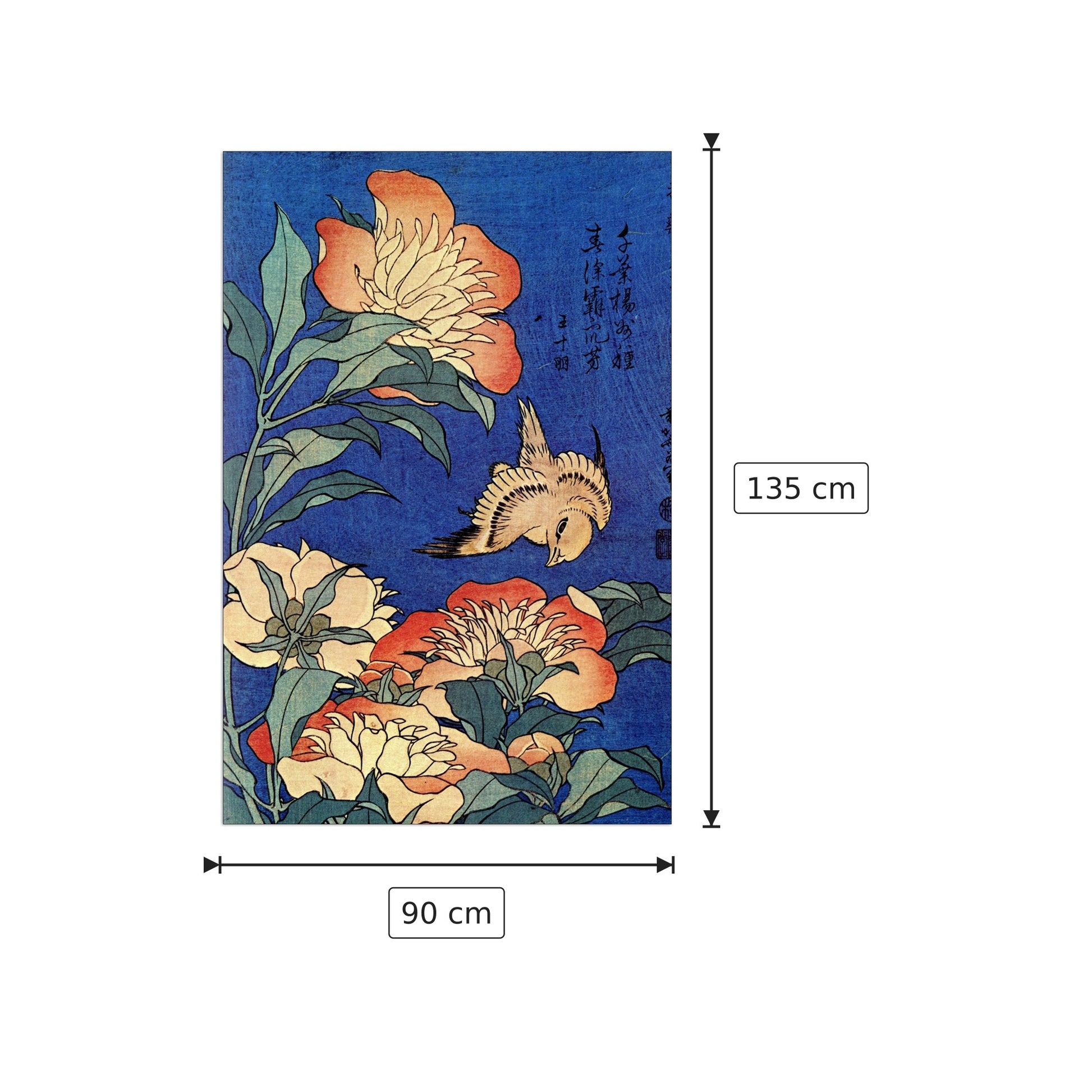 Flowers - Hokusai Katsushika - cm 90x135 - Pannello in MDF