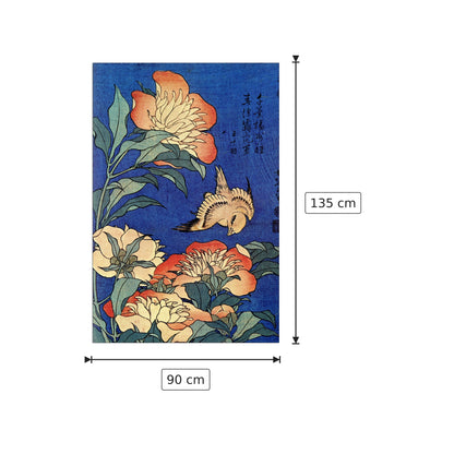 Flowers - Hokusai Katsushika - cm 90x135 - Pannello in MDF