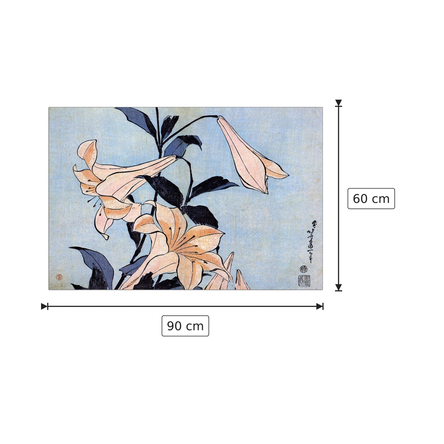 Lilies - Hokusai Katsushika - cm 90x60 - Pannello in MDF