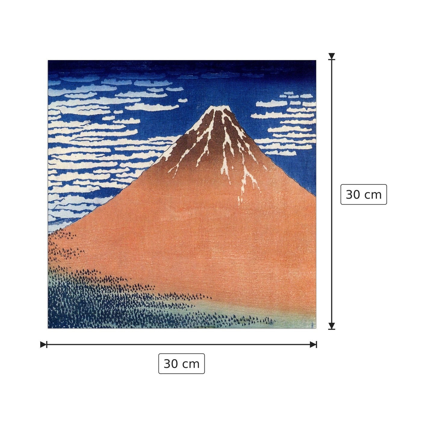 Mount Fuji - Hokusai Katsushika - cm 30x30 - Pannello in MDF