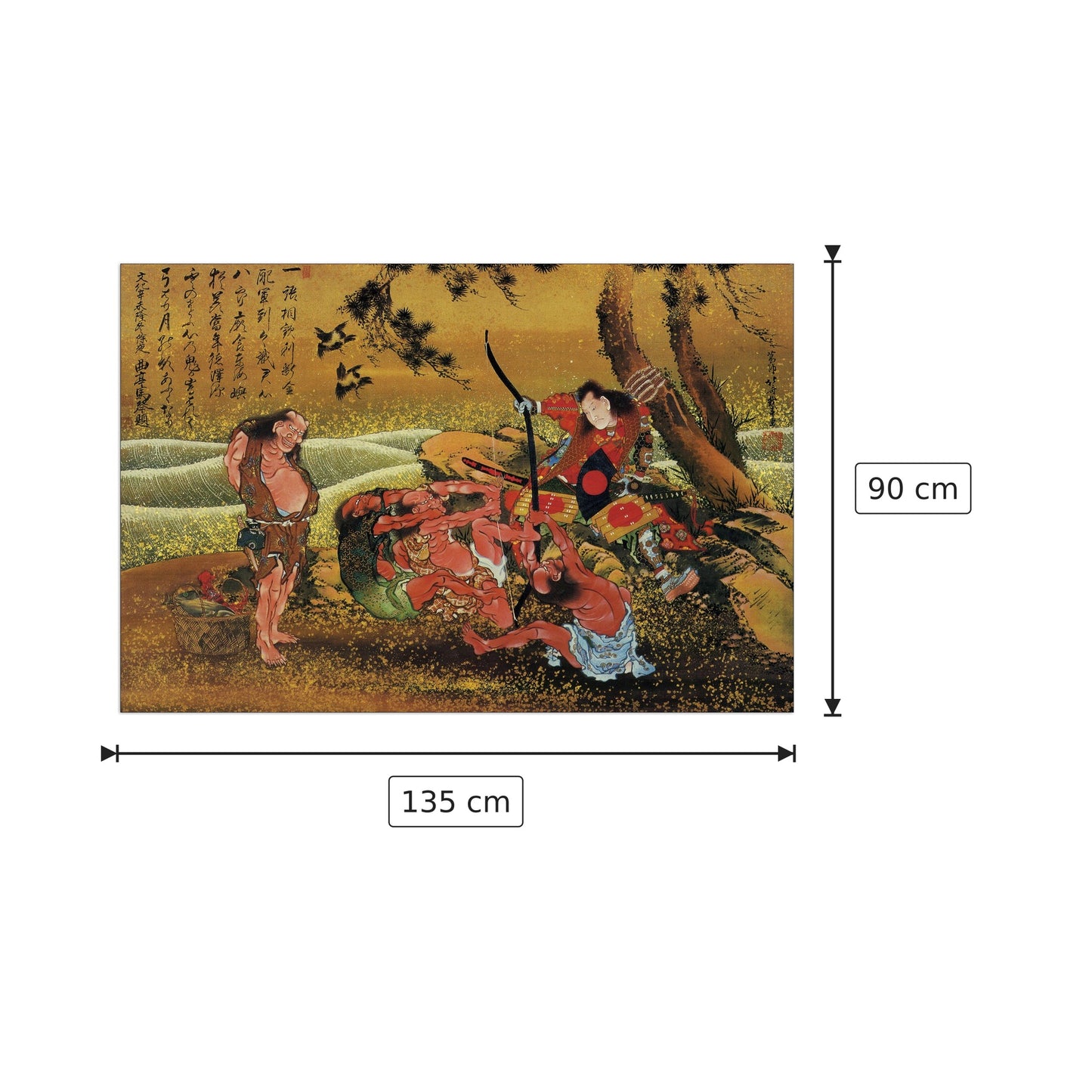 Tametomo and the demons - Hokusai Katsushika - cm 135x90 - Pannello in MDF