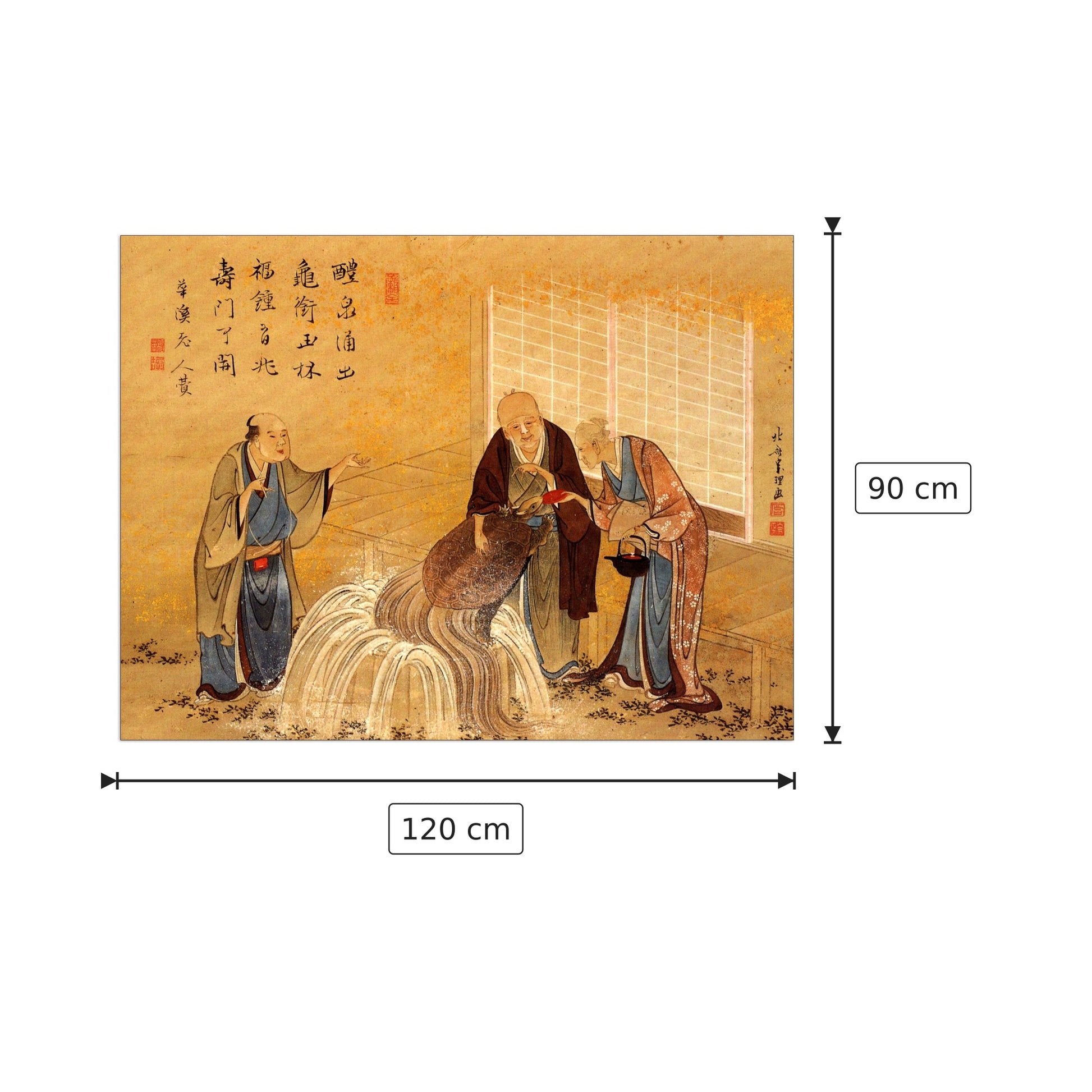 The thouthand years turtle - Hokusai Katsushika - cm 120x90 - Pannello in MDF