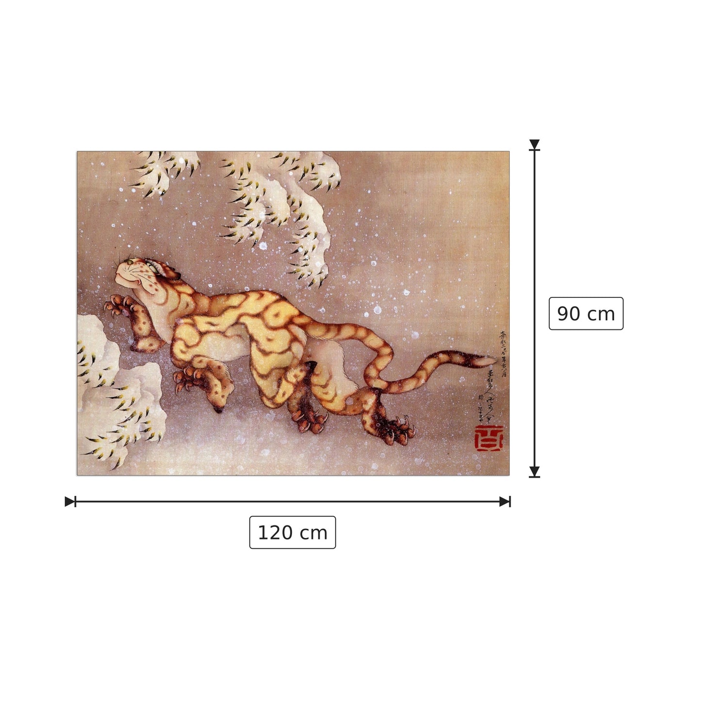 Tiger in the snow - Hokusai Katsushika - cm 120x90 - Pannello in MDF