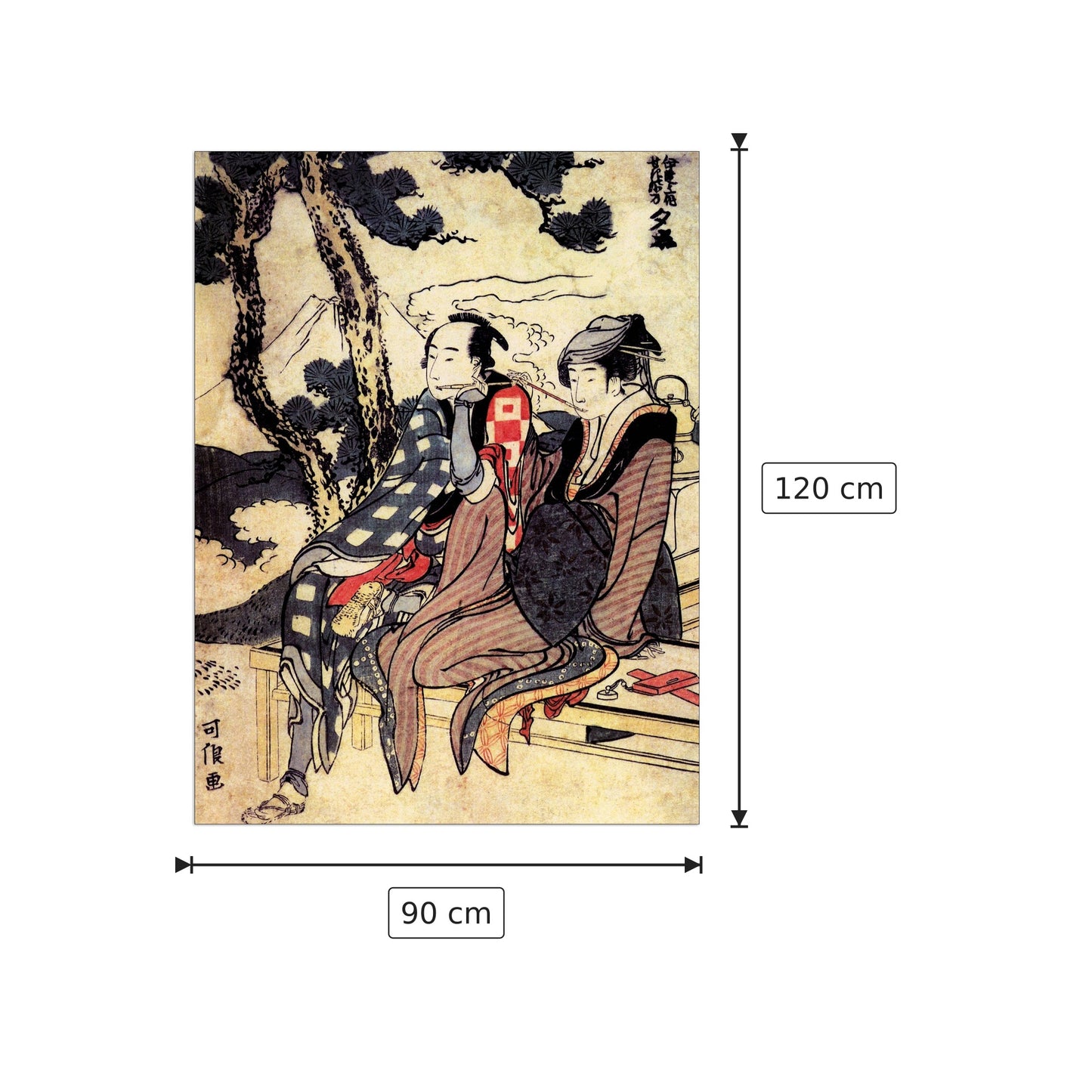 Traveling couple - Hokusai Katsushika - cm 90x120 - Pannello in MDF