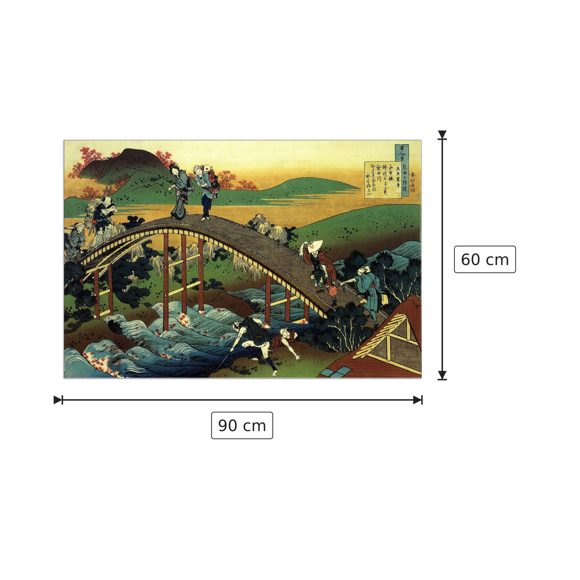 Travellers on the bridge near the waterfall of Ono - Hokusai Katsushika - cm 90x60 - Pannello in MDF