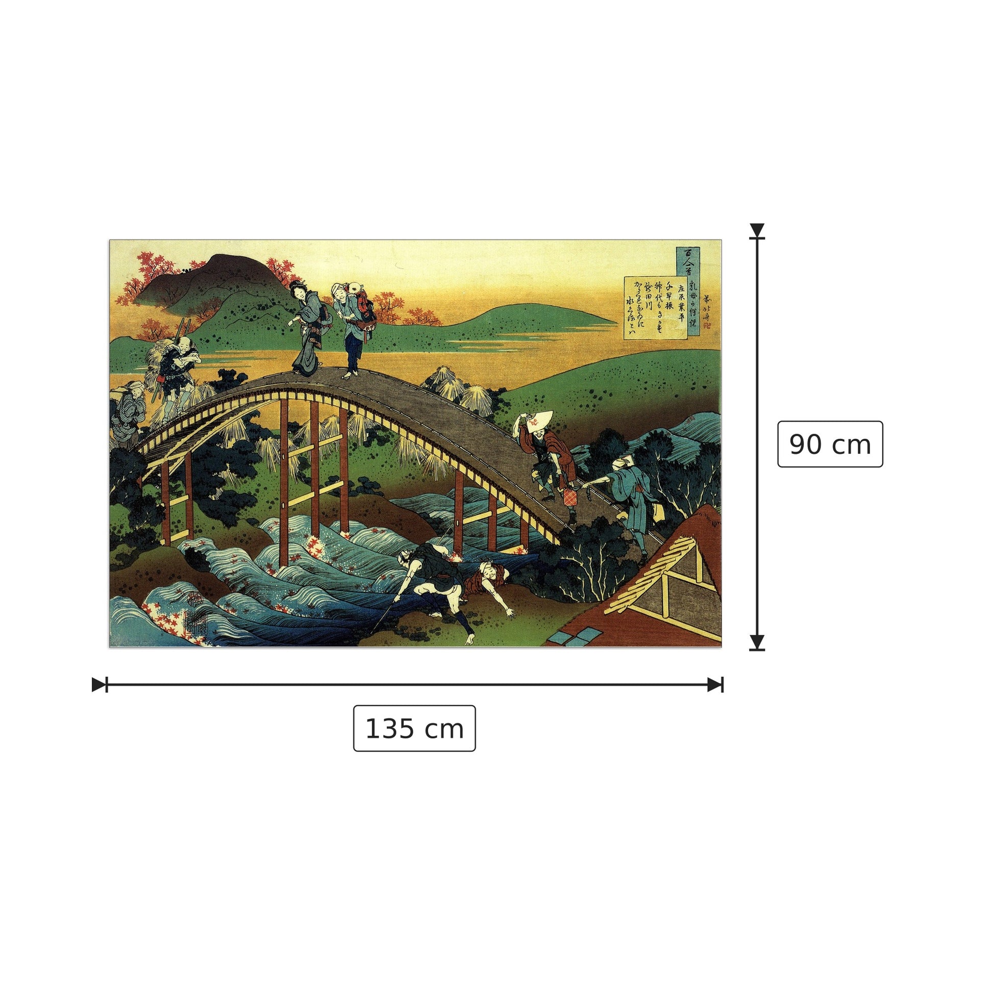 Travellers on the bridge near the waterfall of Ono - Hokusai Katsushika - cm 135x90 - Pannello in MDF