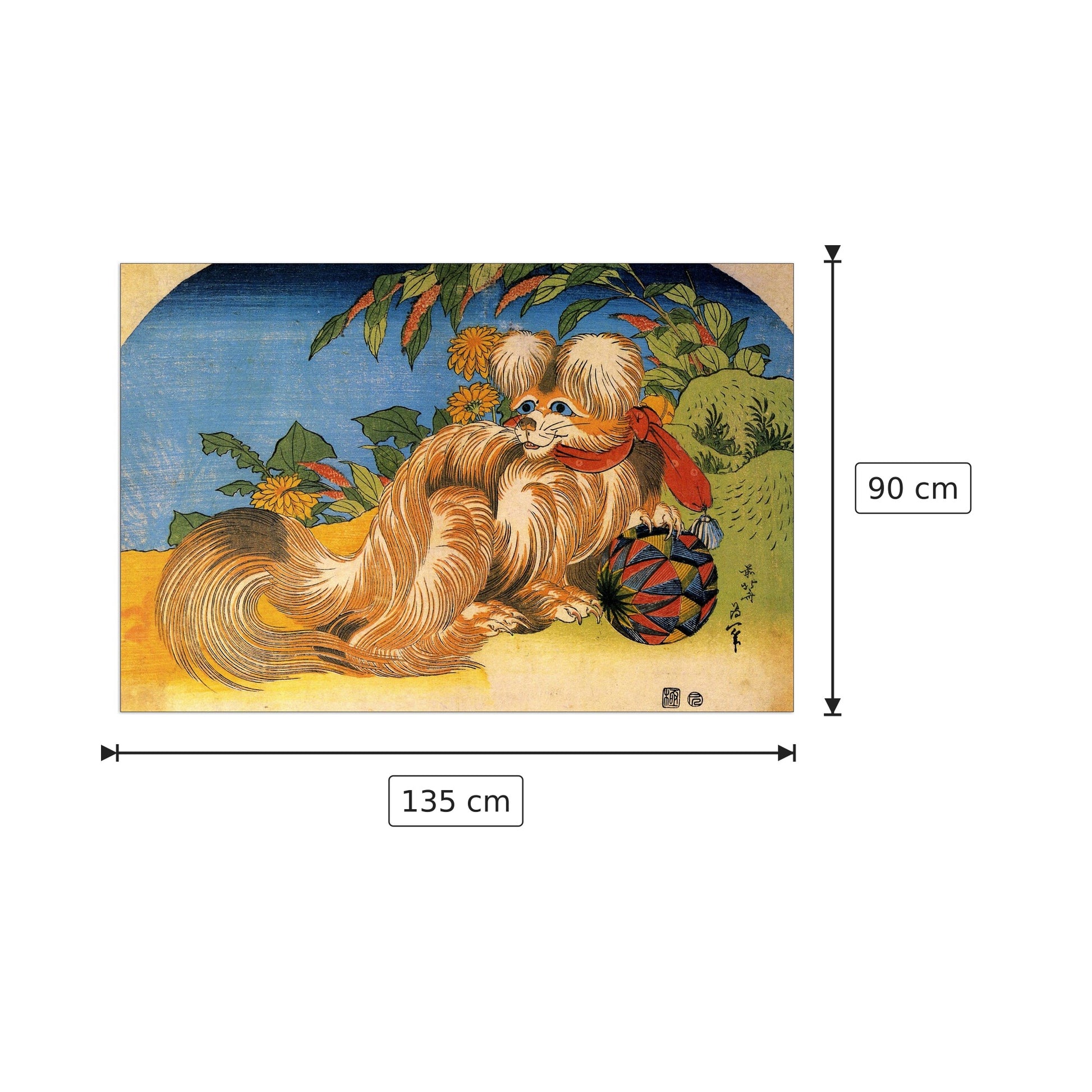 Tschin - the pet dog - Hokusai Katsushika - cm 135x90 - Pannello in MDF