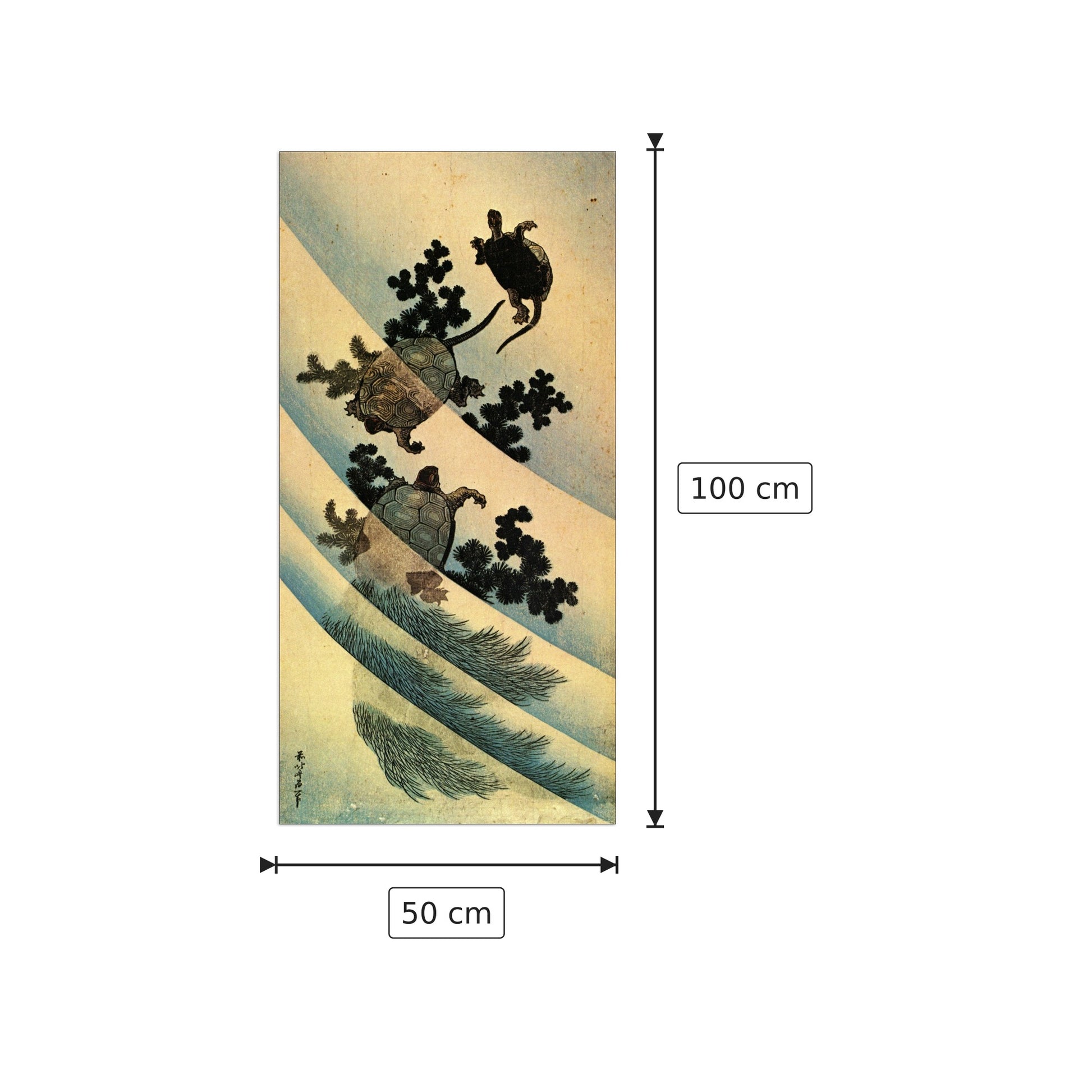 Turtles - Hokusai Katsushika - cm 50x100 - Pannello in MDF