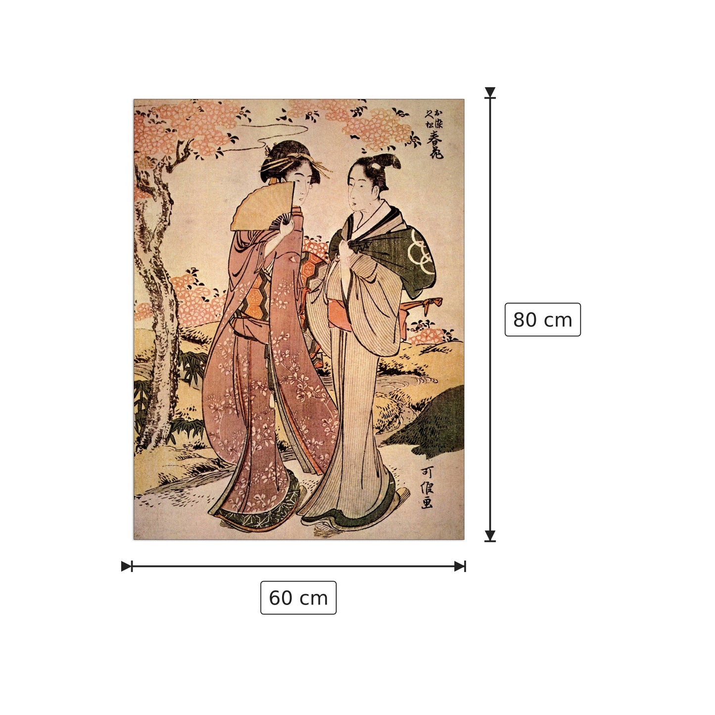 Two women - Hokusai Katsushika - cm 60x80 - Pannello in MDF