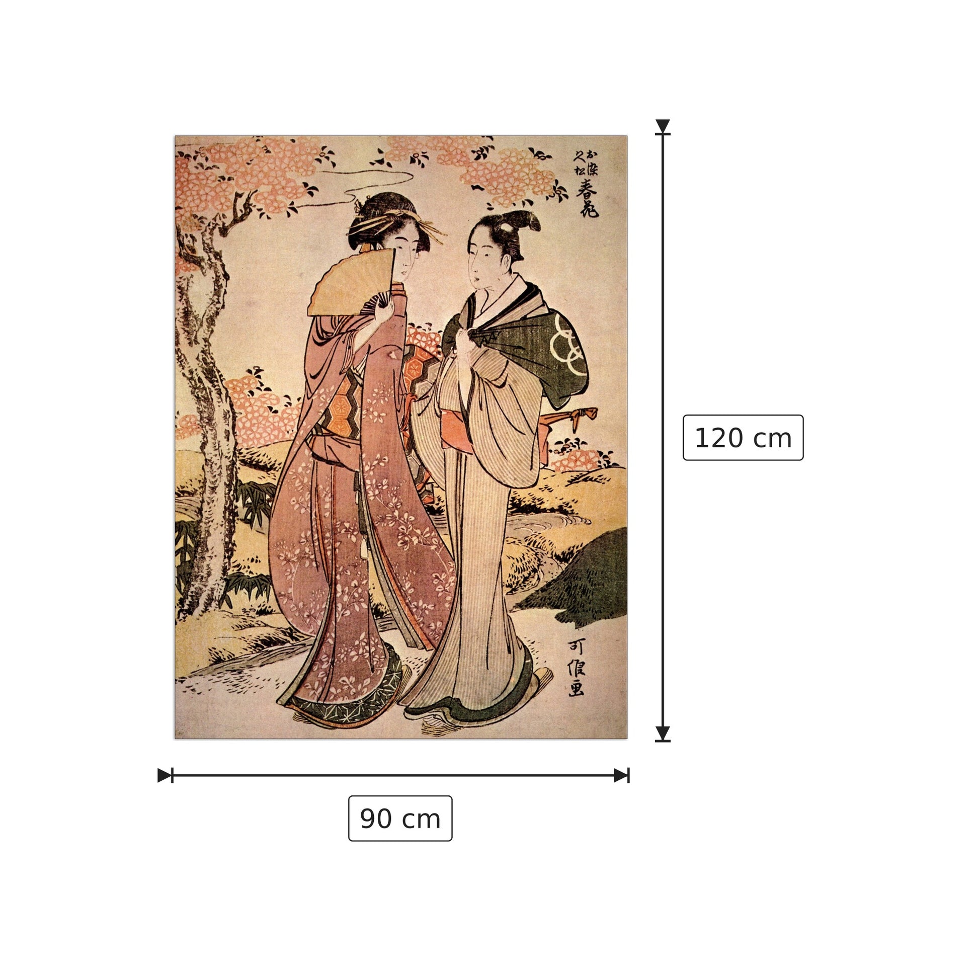 Two women - Hokusai Katsushika - cm 90x120 - Pannello in MDF
