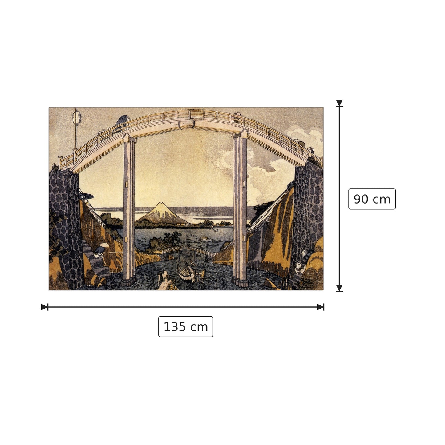 View of Mount Fuji - Hokusai Katsushika - cm 135x90 - Pannello in MDF
