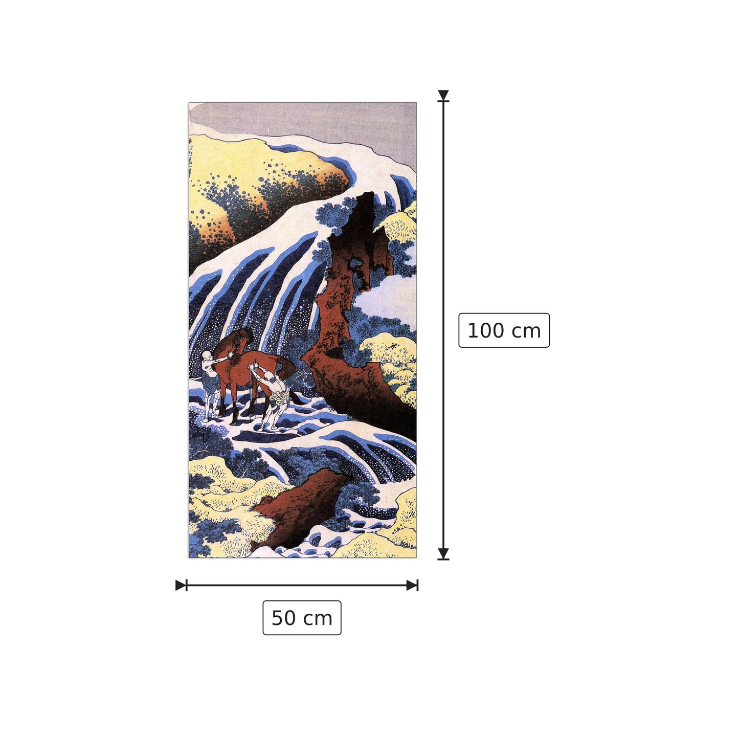 Waterfall and horse washing - Hokusai Katsushika - cm 50x100 - Pannello in MDF
