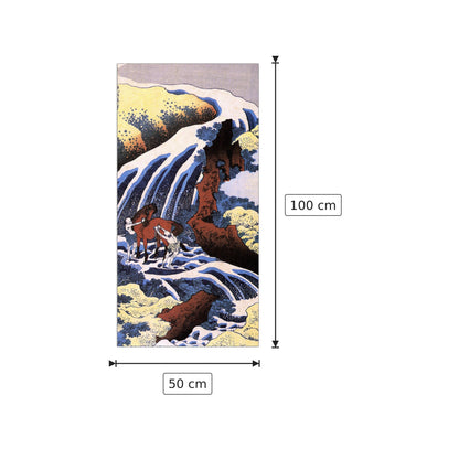 Waterfall and horse washing - Hokusai Katsushika - cm 50x100 - Pannello in MDF