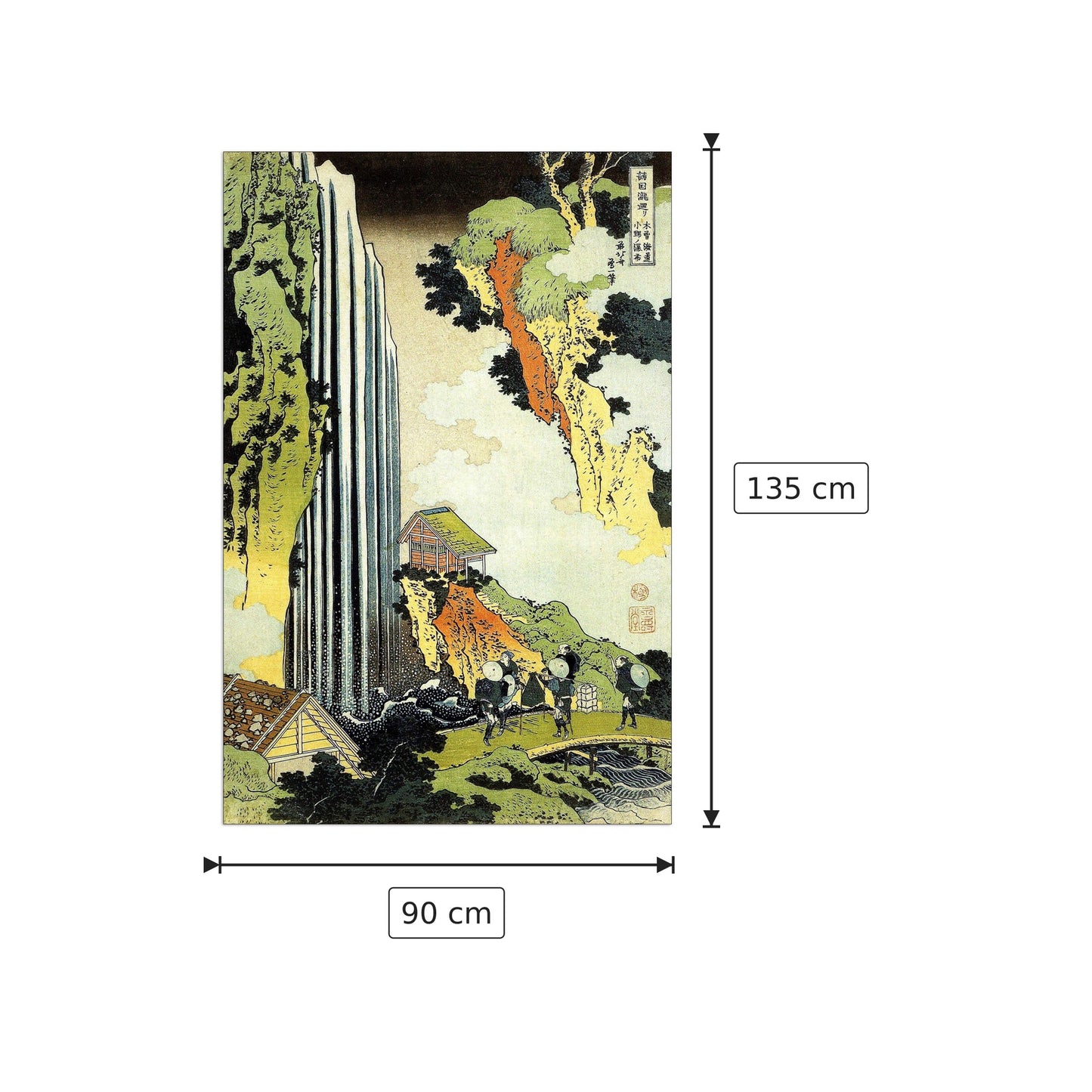 Waterfall - Hokusai Katsushika - cm 90x135 - Pannello in MDF