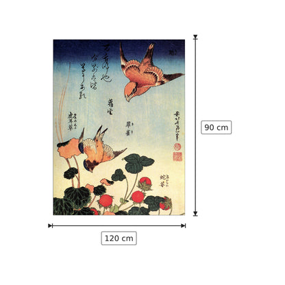 Wild strawberries and birds - Hokusai Katsushika - cm 120x90 - Pannello in MDF