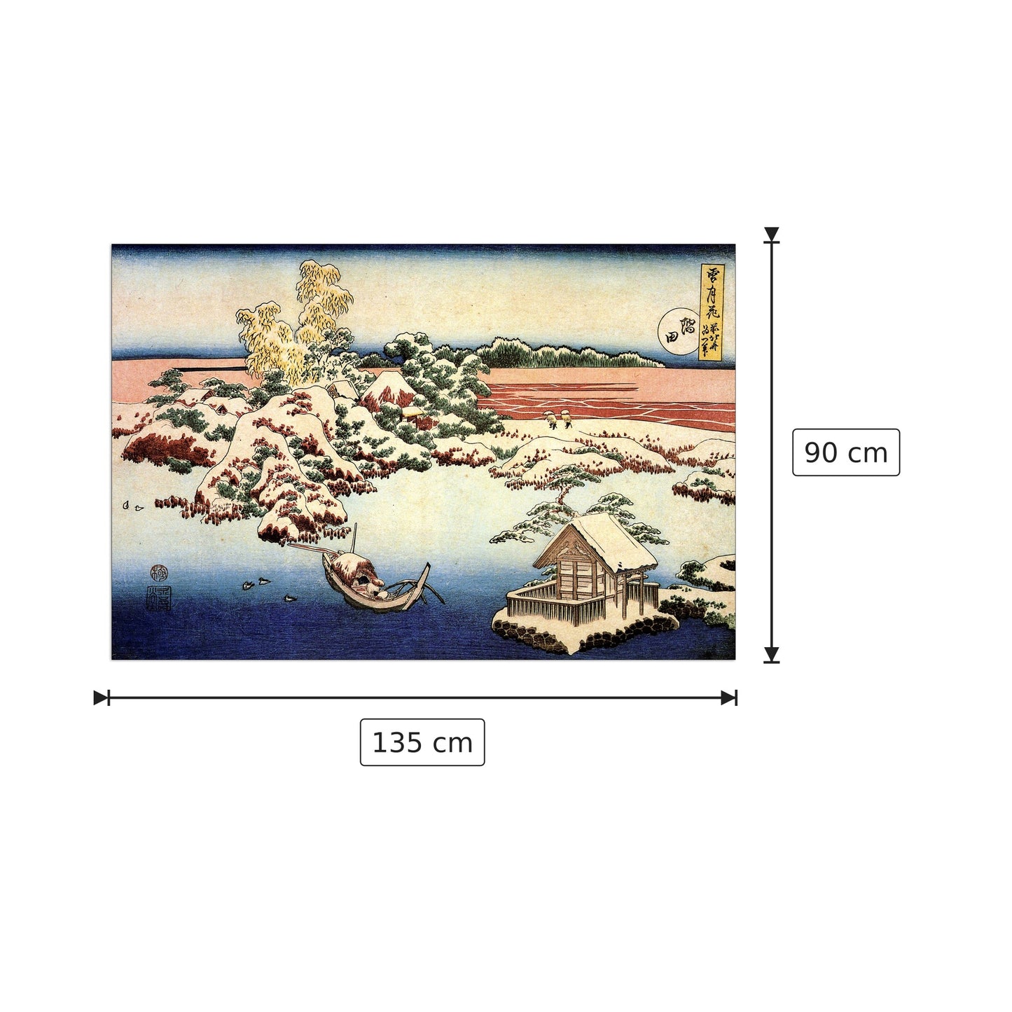 Winter landscape of Suda - Hokusai Katsushika - cm 135x90 - Pannello in MDF