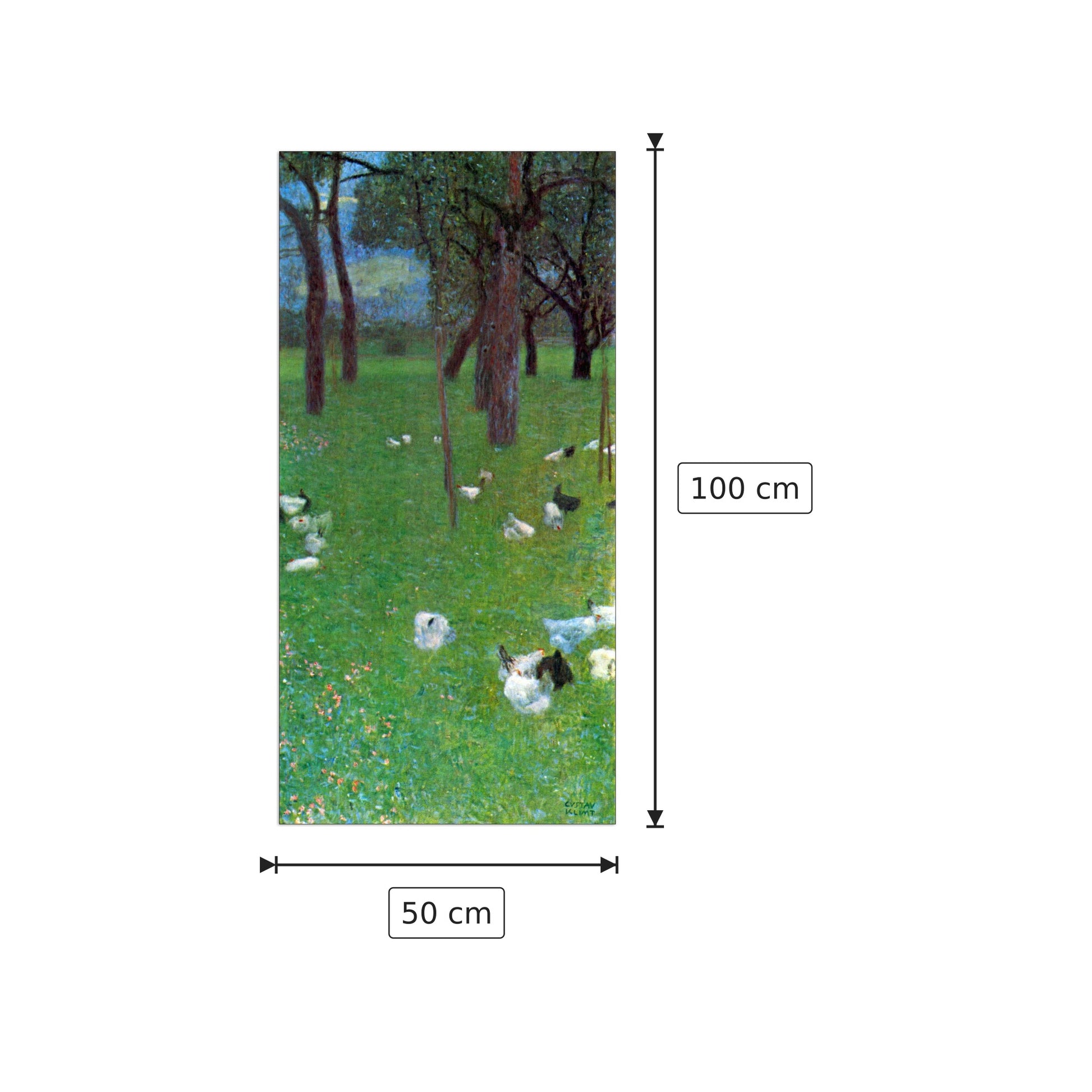 After the rain (garden with chickens in St. Agatha) - Klimt Gustav - cm 50x100 - Pannello in MDF