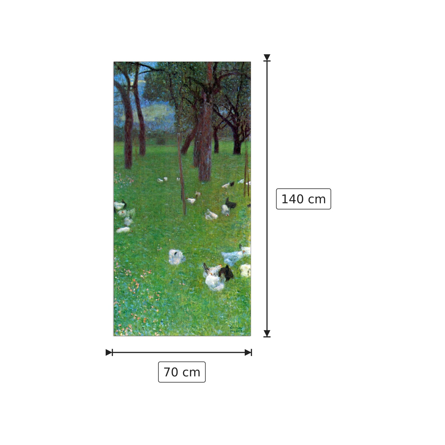 After the rain (garden with chickens in St. Agatha) - Klimt Gustav - cm 70x140 - Pannello in MDF