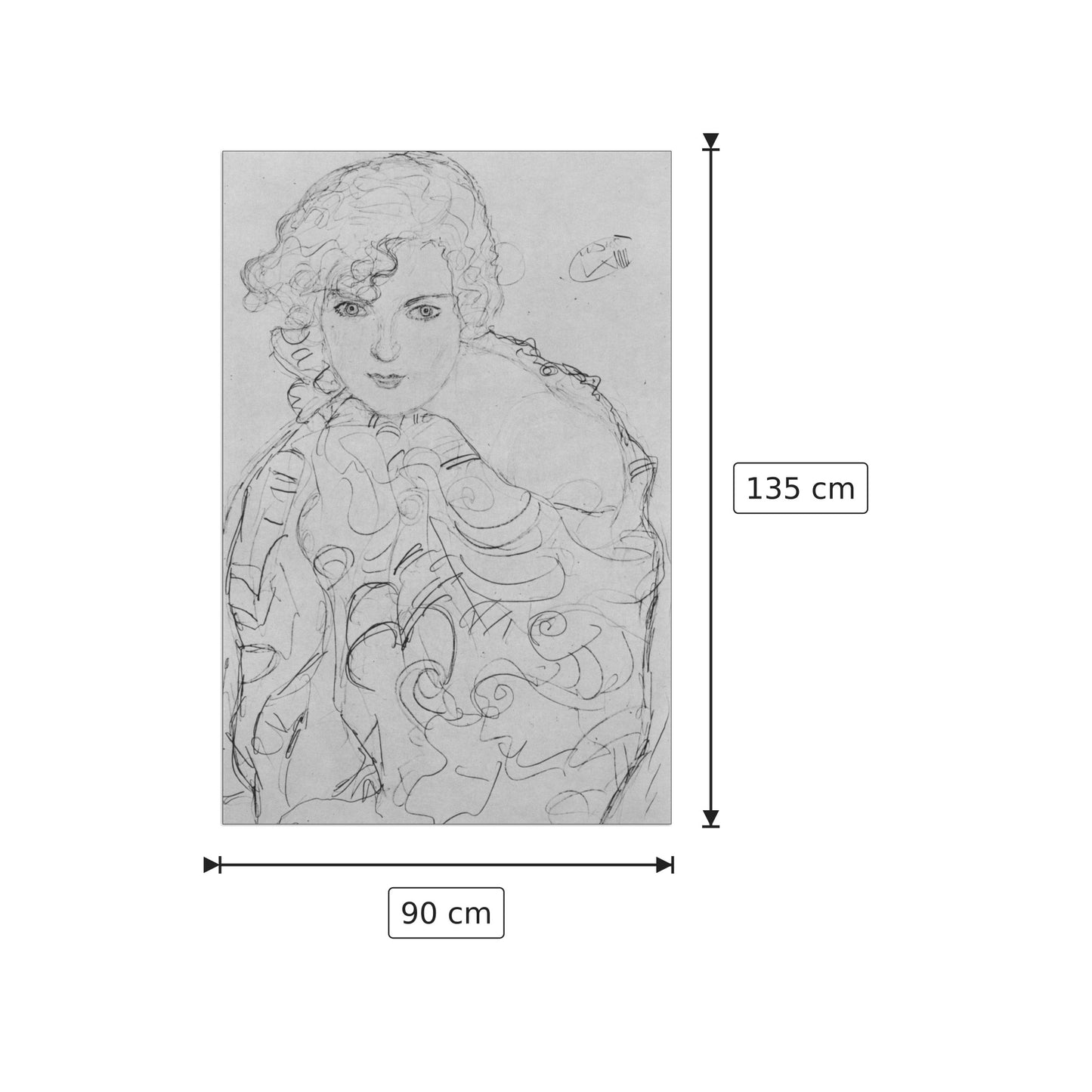 Bust of a woman - Klimt Gustav - cm 90x135 - Pannello in MDF