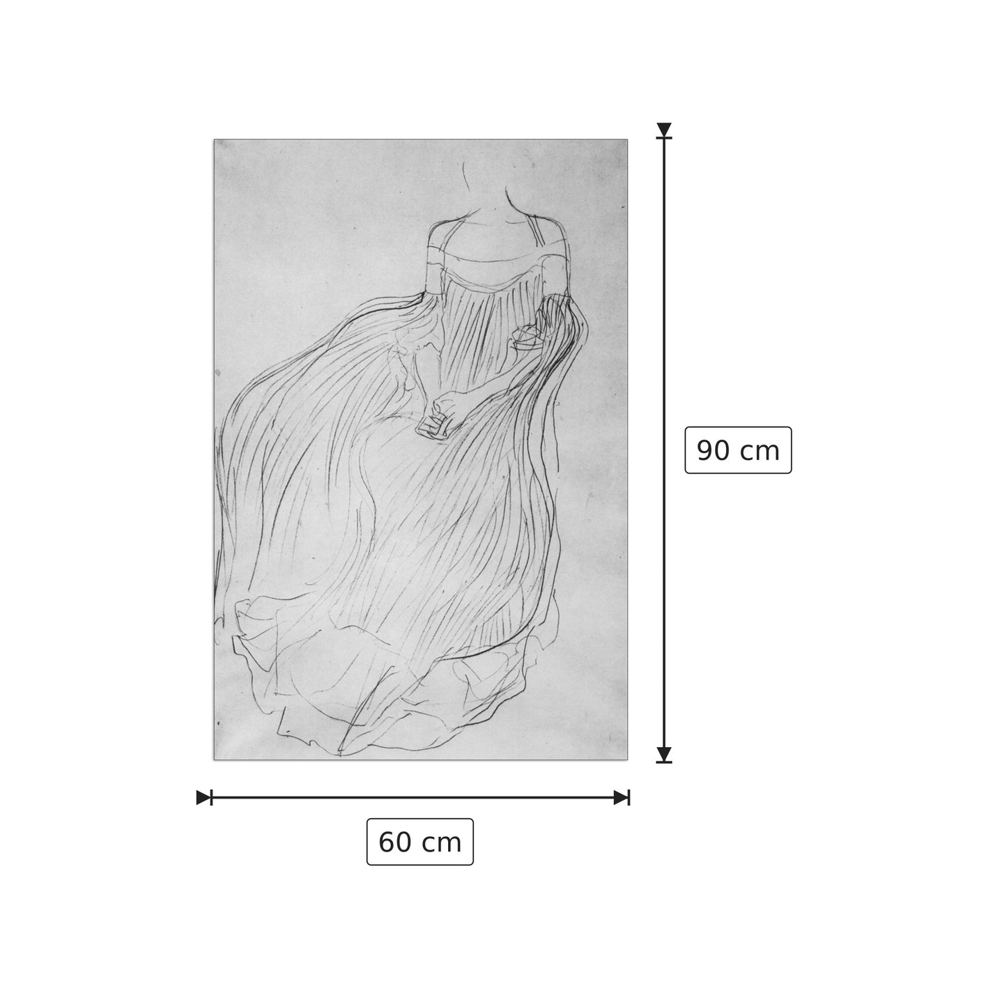 Costume study - Klimt Gustav - cm 60x90 - Pannello in MDF