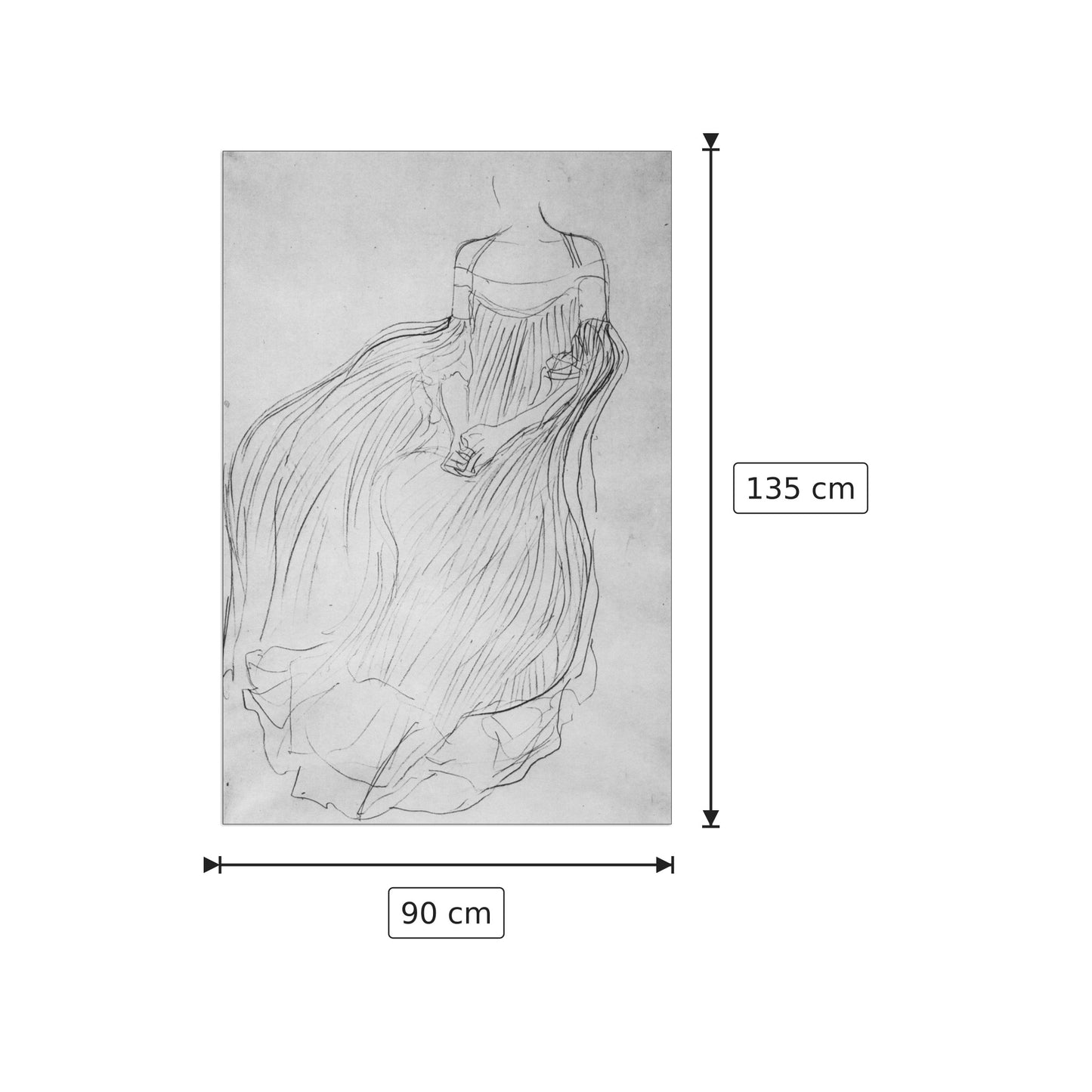 Costume study - Klimt Gustav - cm 90x135 - Pannello in MDF